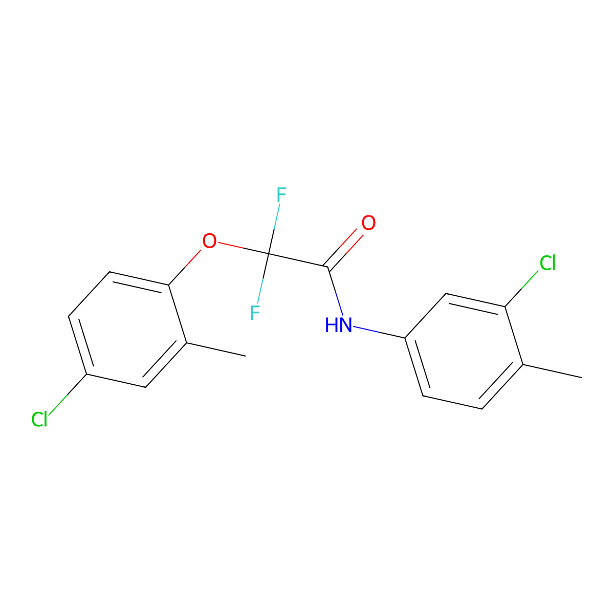 2-(4-chloro-2-methylphenoxy)-N-(3-chloro-4-methylphenyl)-2,2-difluoroacetamide molecular structure, CAS 339011-05-1