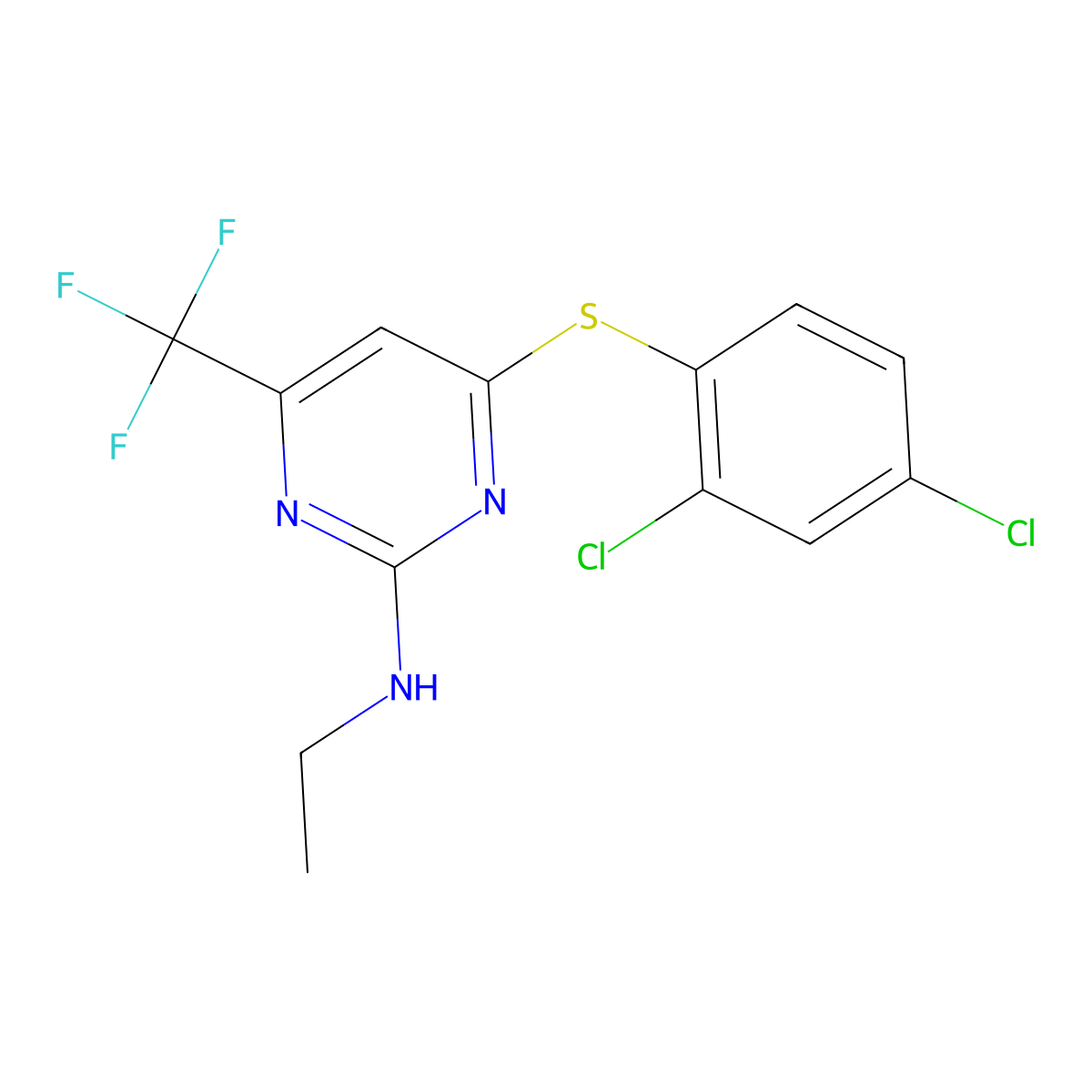 4-[(2,4-dichlorophenyl)sulfanyl]-N-ethyl-6-(trifluoromethyl)-2-pyrimidinamine molecular structure, CAS 339011-07-3