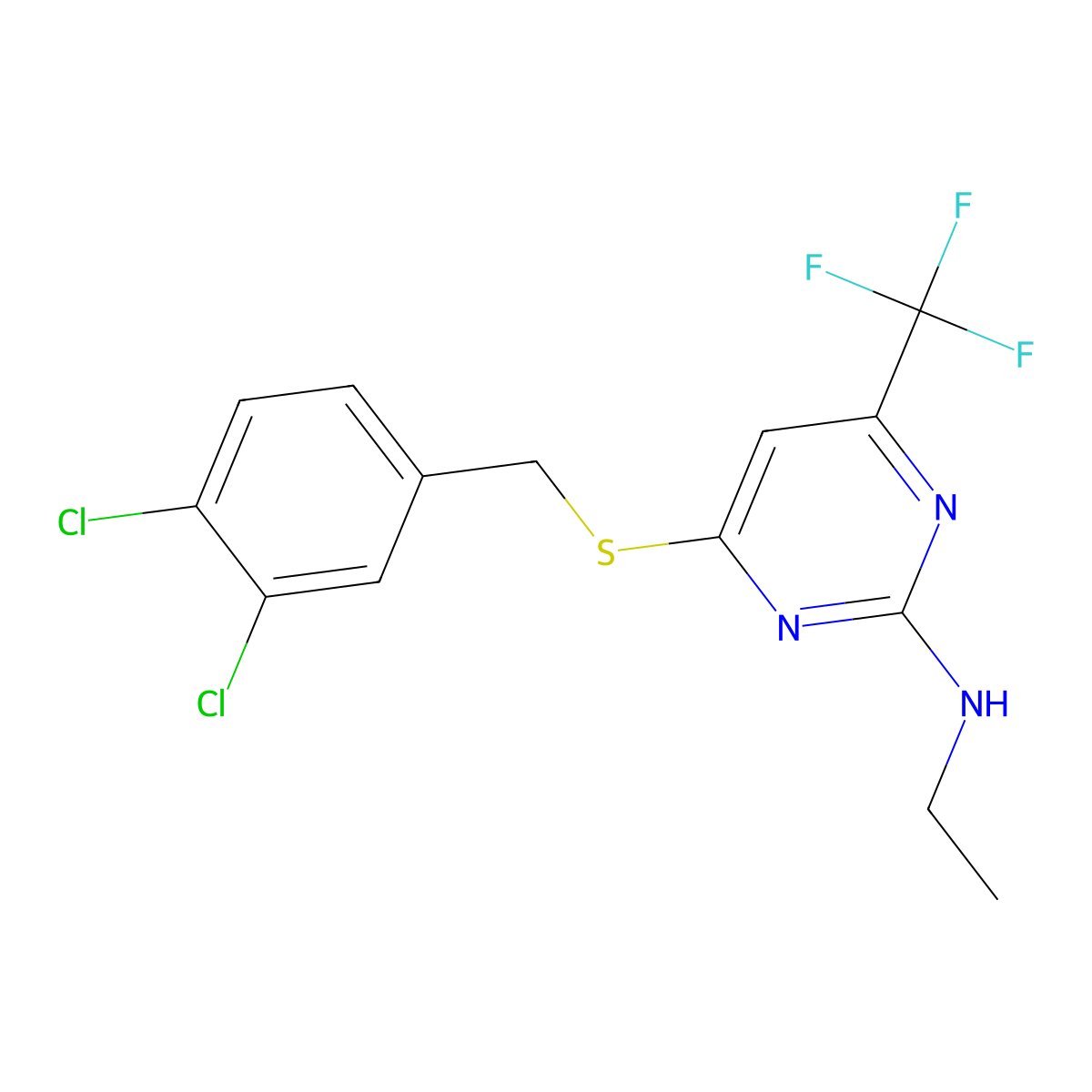 4-[(3,4-dichlorobenzyl)sulfanyl]-N-ethyl-6-(trifluoromethyl)-2-pyrimidinamine molecular structure, CAS 339011-10-8