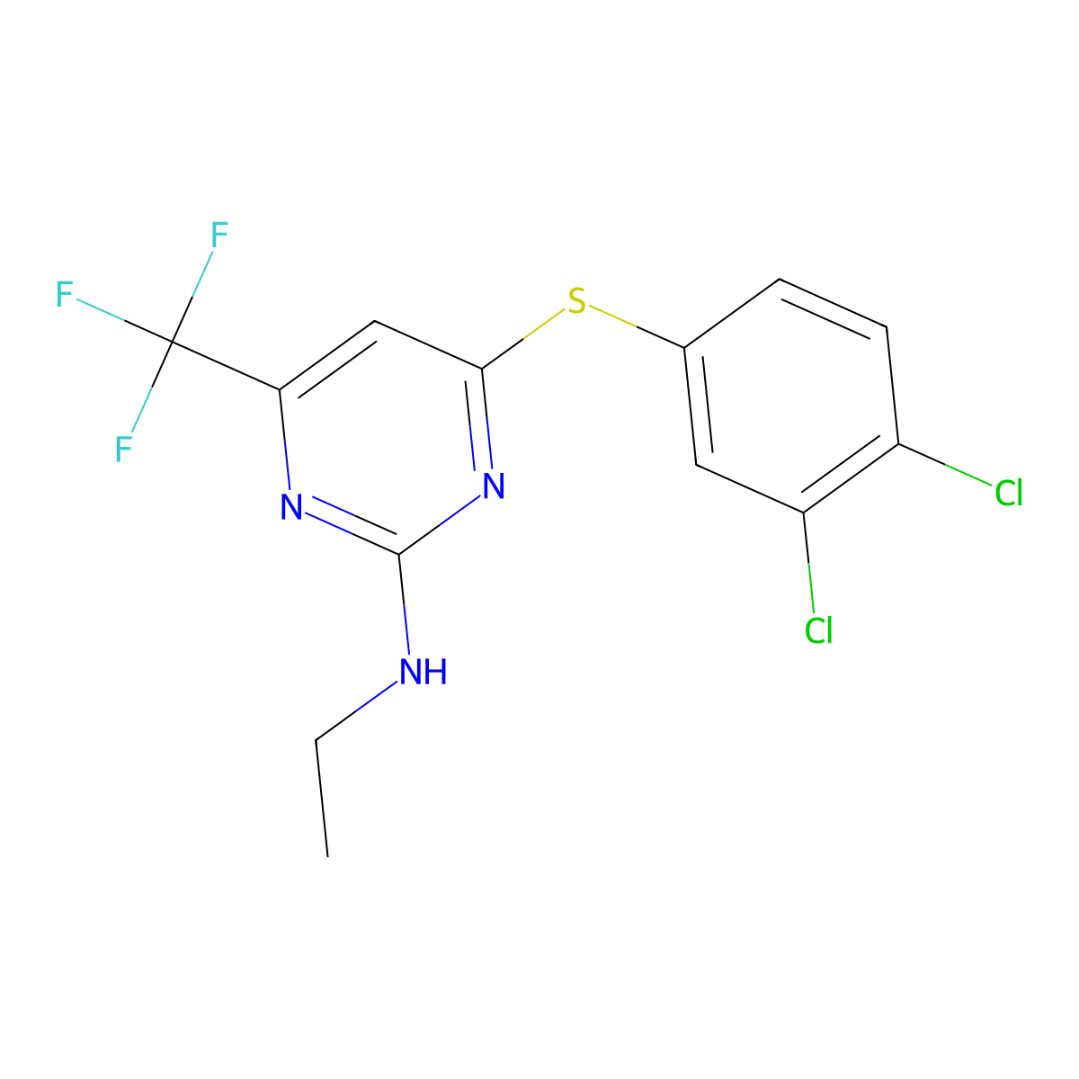 4-[(3,4-dichlorophenyl)sulfanyl]-N-ethyl-6-(trifluoromethyl)-2-pyrimidinamine molecular structure, CAS 339011-11-9