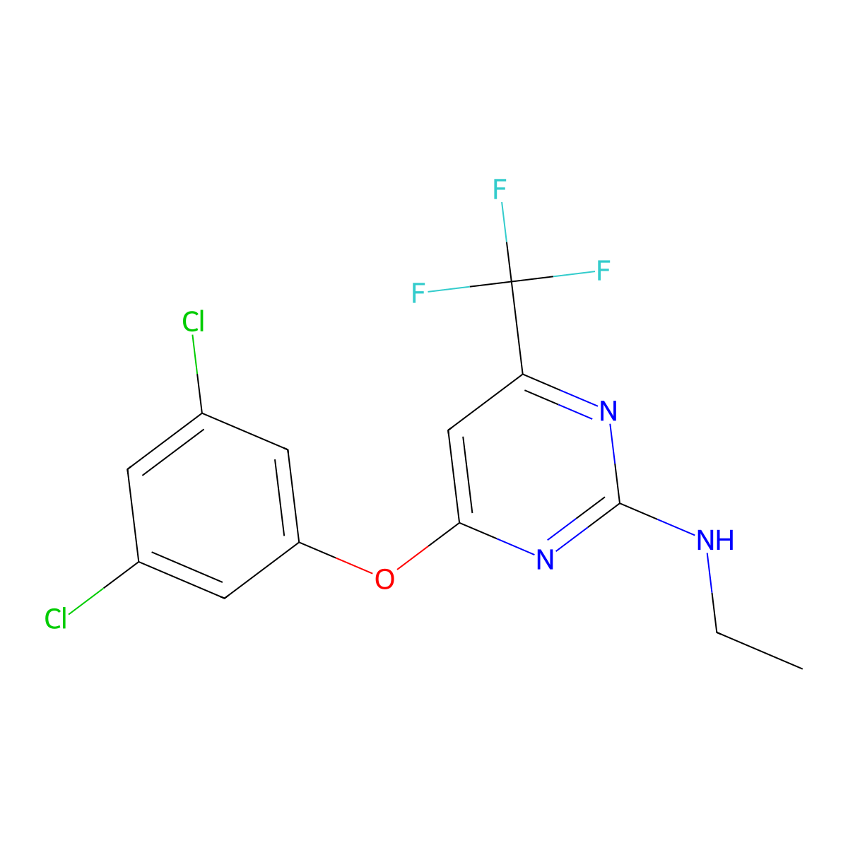 4-(3,5-dichlorophenoxy)-N-ethyl-6-(trifluoromethyl)pyrimidin-2-amine molecular structure, CAS 339011-13-1