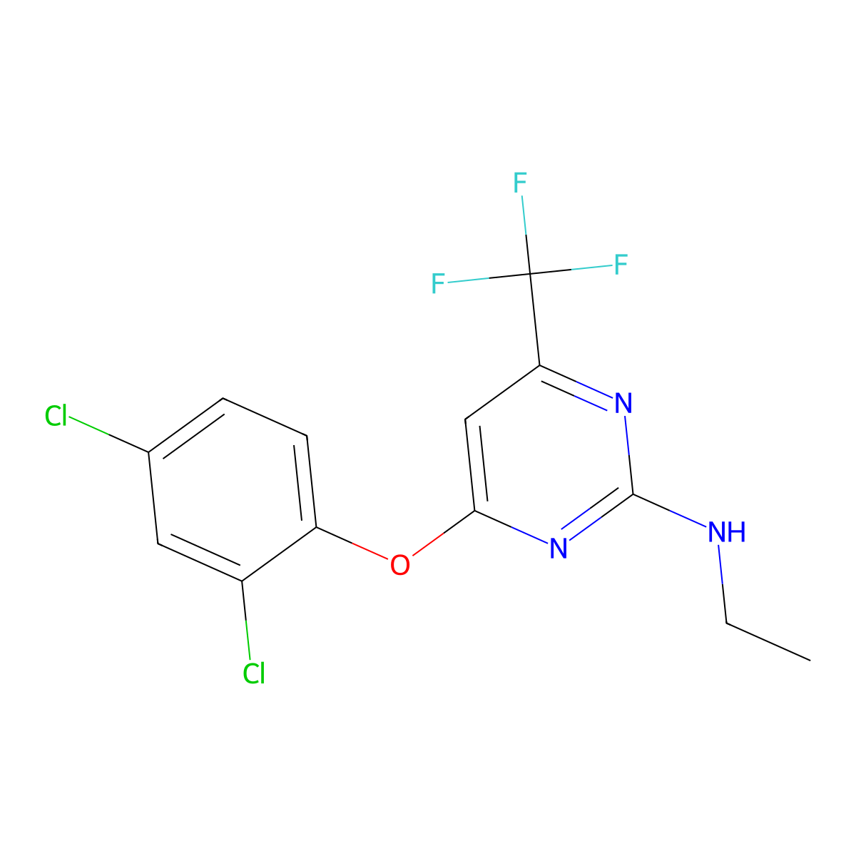 4-(2,4-dichlorophenoxy)-N-ethyl-6-(trifluoromethyl)pyrimidin-2-amine molecular structure, CAS 339011-14-2