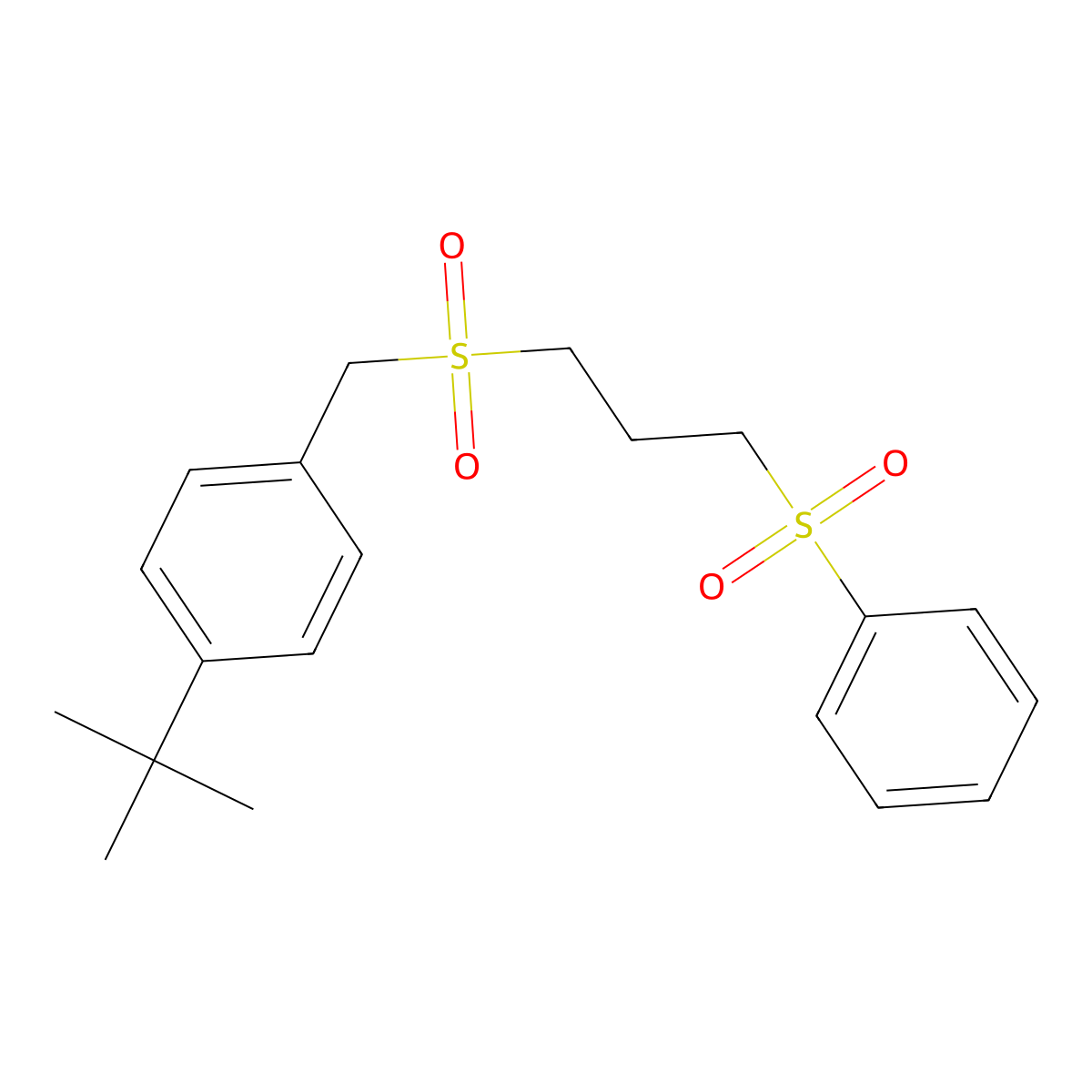 (3-{[4-(Tert-butyl)benzyl]sulfonyl}propyl)(dioxo)phenyl-lambda~6~-sulfane molecular structure, CAS 339011-16-4