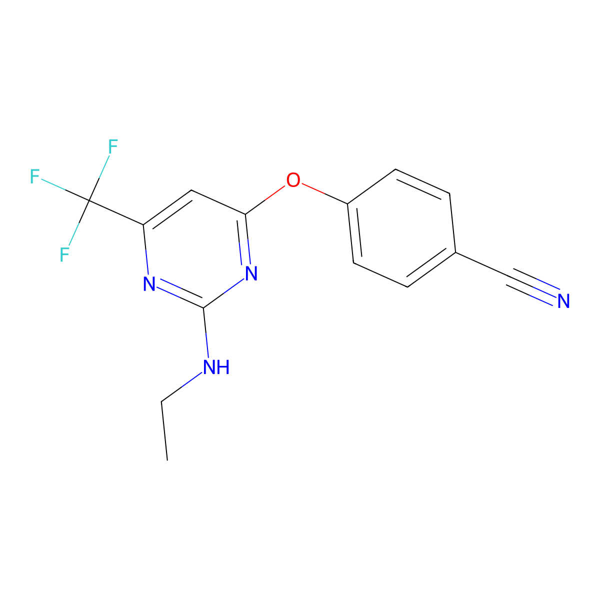 4-{[2-(Ethylamino)-6-(trifluoromethyl)-4-pyrimidinyl]oxy}benzenecarbonitrile molecular structure, CAS 339011-18-6