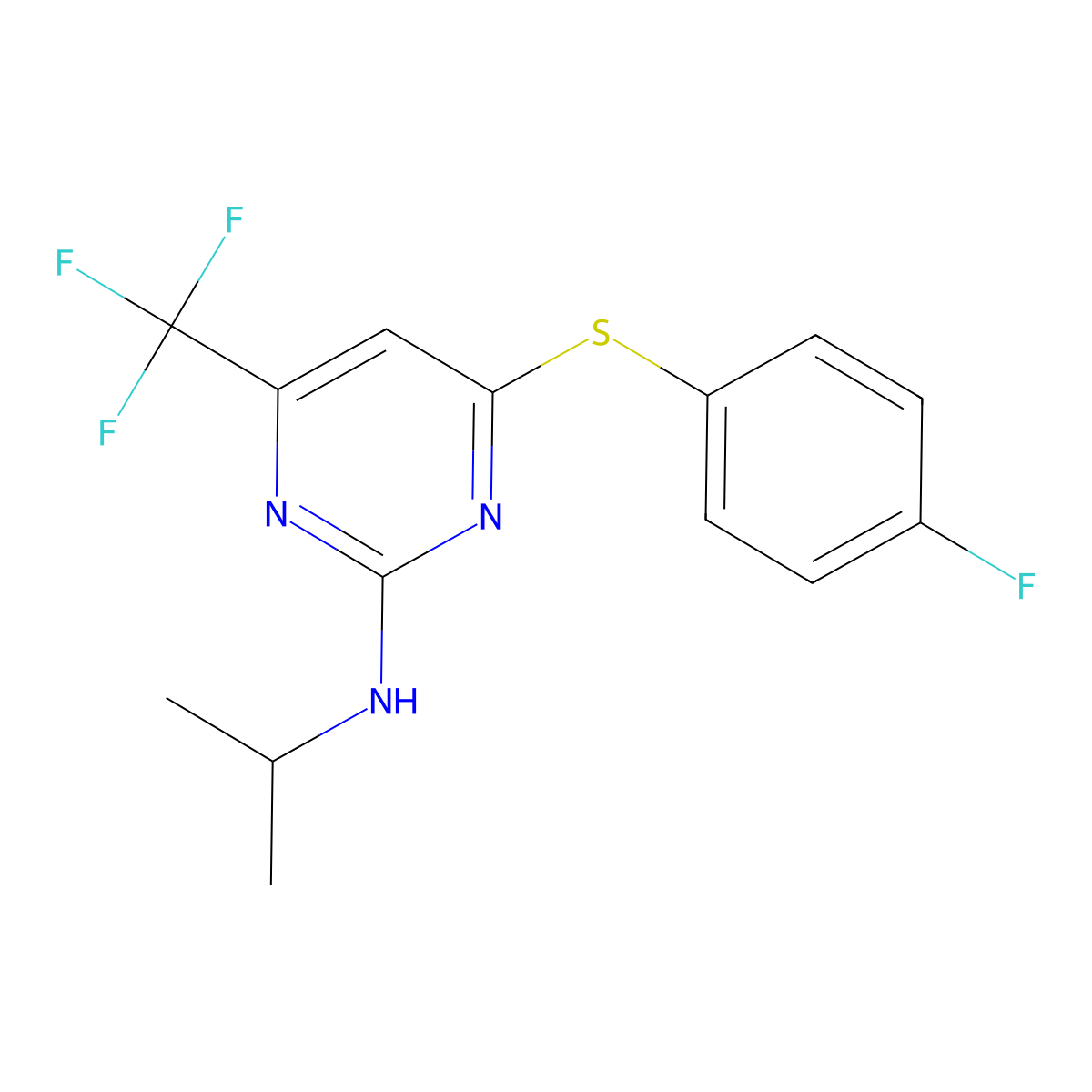 N-[4-[(4-fluorophenyl)sulfanyl]-6-(trifluoromethyl)-2-pyrimidinyl]-N-isopropylamine molecular structure, CAS 339011-20-0