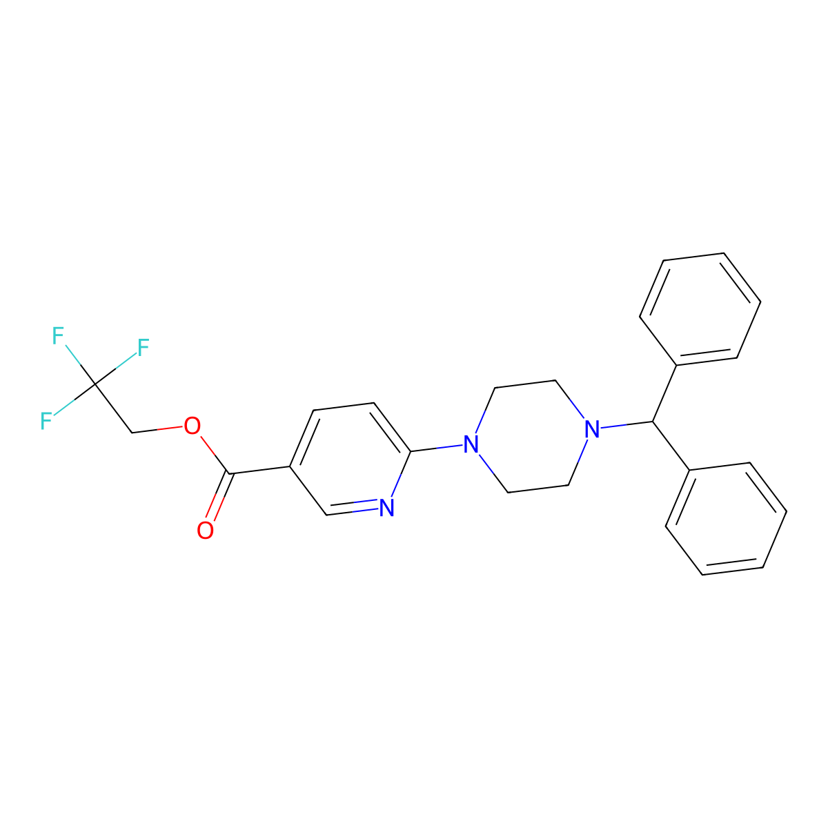 2,2,2-Trifluoroethyl 6-[4-(diphenylmethyl)piperazin-1-yl]pyridine-3-carboxylate molecular structure, CAS 339011-28-8