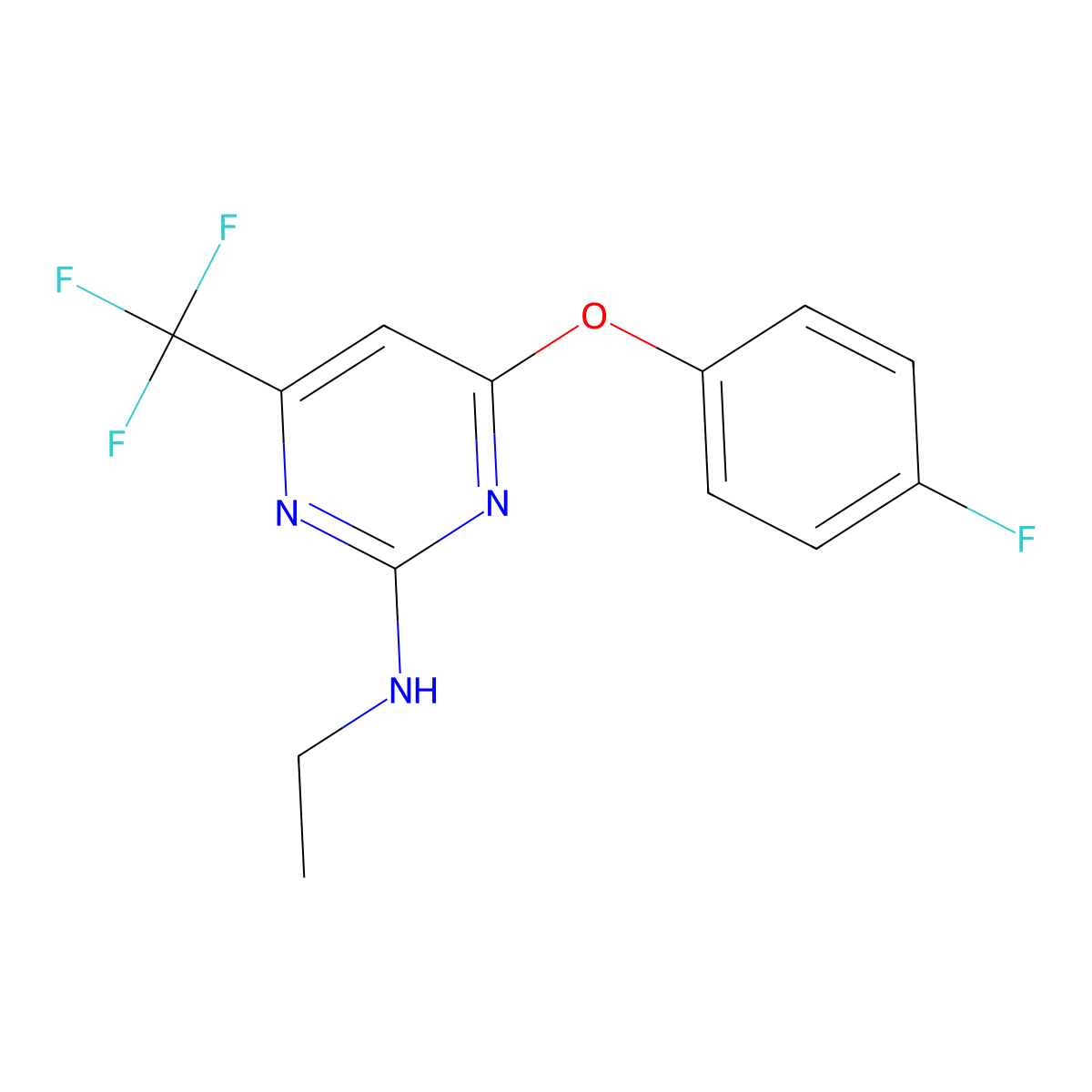N-ethyl-4-(4-fluorophenoxy)-6-(trifluoromethyl)-2-pyrimidinamine molecular structure, CAS 339011-35-7
