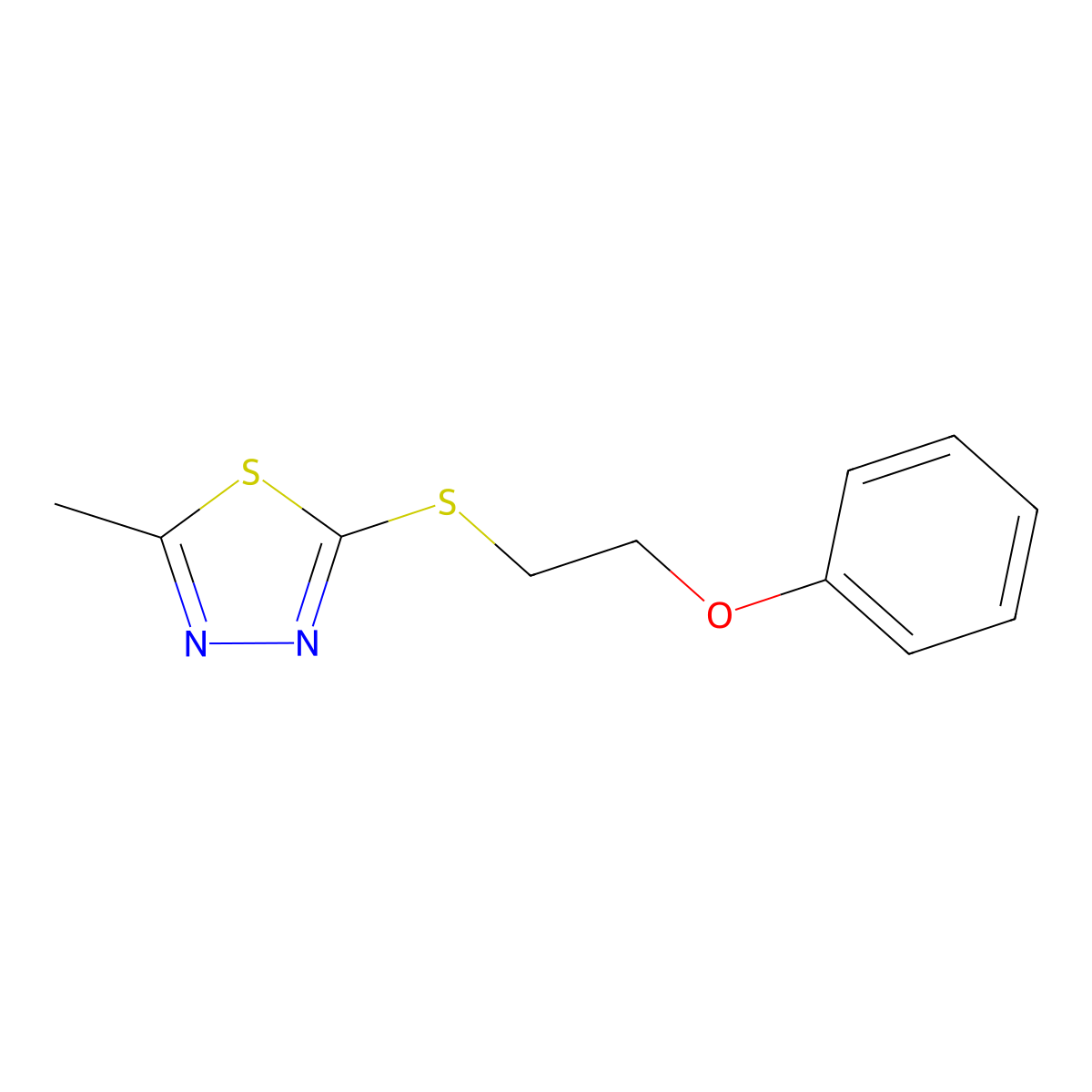 2-Methyl-5-[(2-phenoxyethyl)sulfanyl]-1,3,4-thiadiazole molecular structure, CAS 339011-37-9
