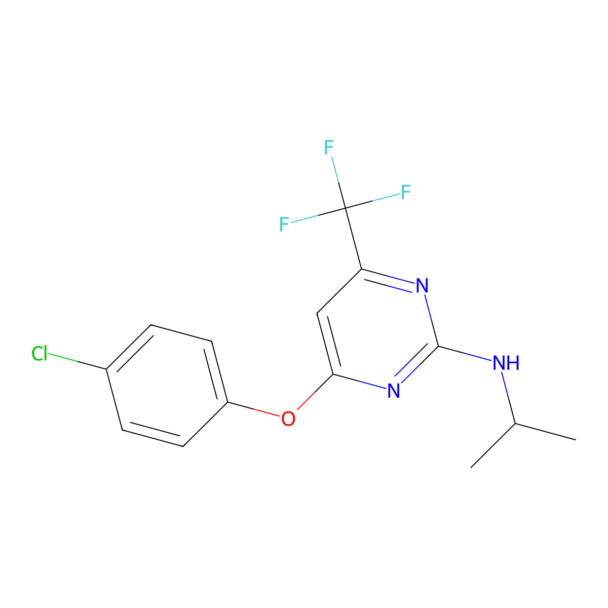 4-(4-chlorophenoxy)-N-isopropyl-6-(trifluoromethyl)-2-pyrimidinamine molecular structure, CAS 339011-38-0