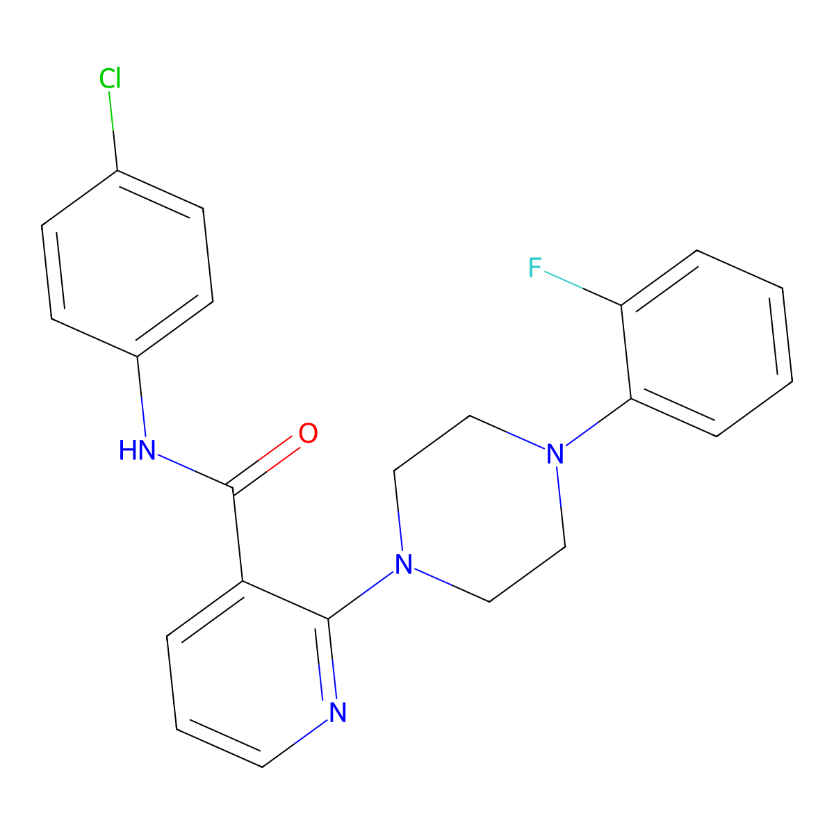 N-(4-chlorophenyl)-2-[4-(2-fluorophenyl)piperazin-1-yl]pyridine-3-carboxamide molecular structure, CAS 339011-43-7