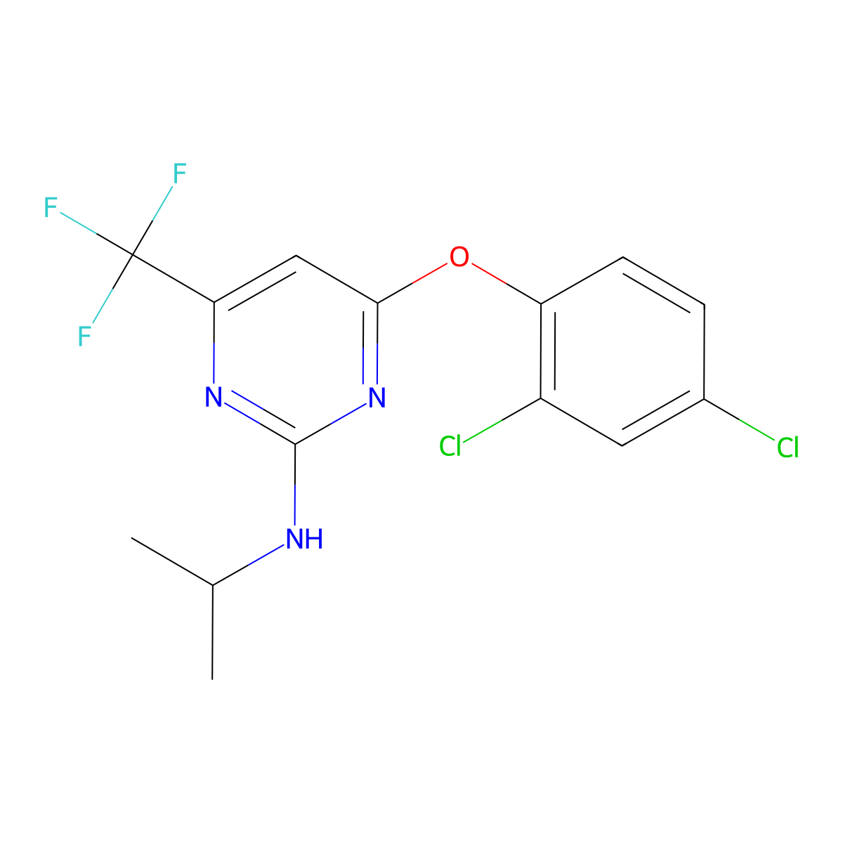 N-[4-(2,4-dichlorophenoxy)-6-(trifluoromethyl)-2-pyrimidinyl]-N-isopropylamine molecular structure, CAS 339011-46-0