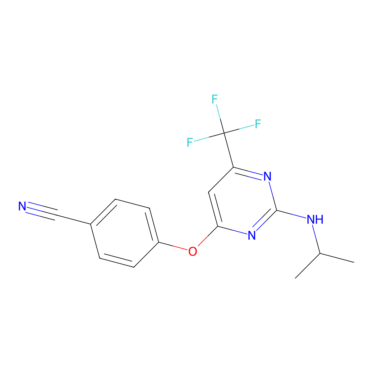 4-{[2-(Isopropylamino)-6-(trifluoromethyl)-4-pyrimidinyl]oxy}benzenecarbonitrile molecular structure, CAS 339011-50-6