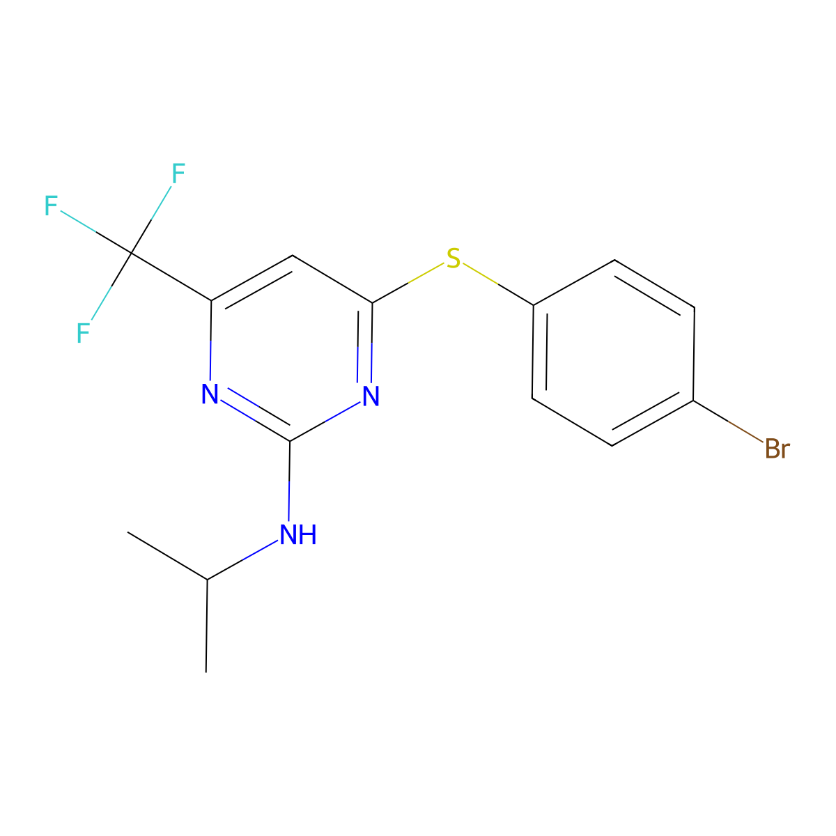 N-[4-[(4-bromophenyl)sulfanyl]-6-(trifluoromethyl)-2-pyrimidinyl]-N-isopropylamine molecular structure, CAS 339011-52-8