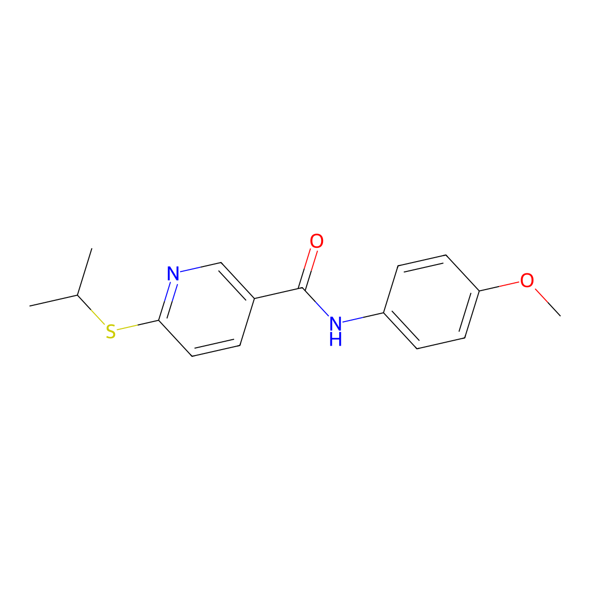 6-(isopropylsulfanyl)-N-(4-methoxyphenyl)nicotinamide molecular structure, CAS 339011-54-0
