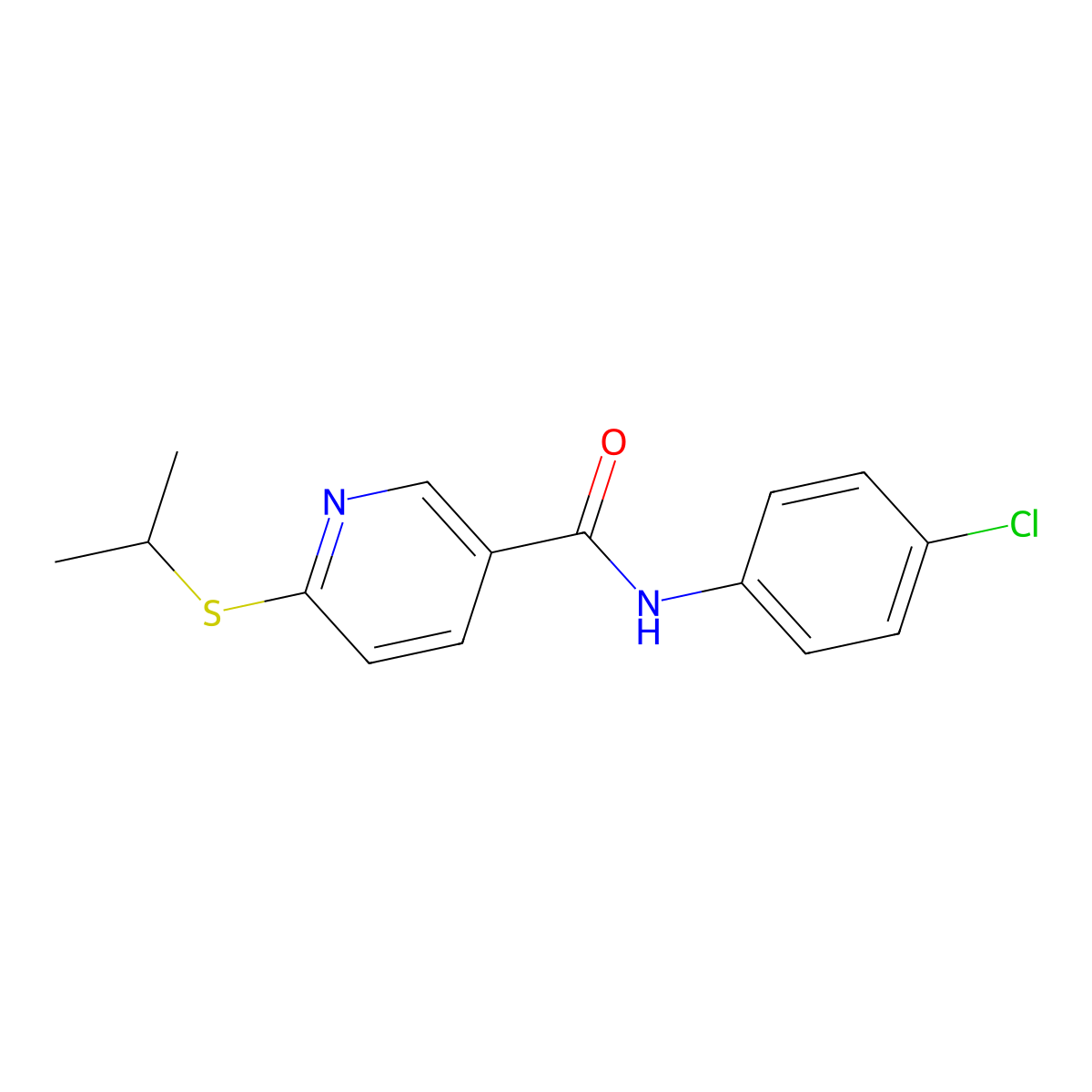 N-(4-chlorophenyl)-6-(isopropylsulfanyl)nicotinamide molecular structure, CAS 339011-55-1
