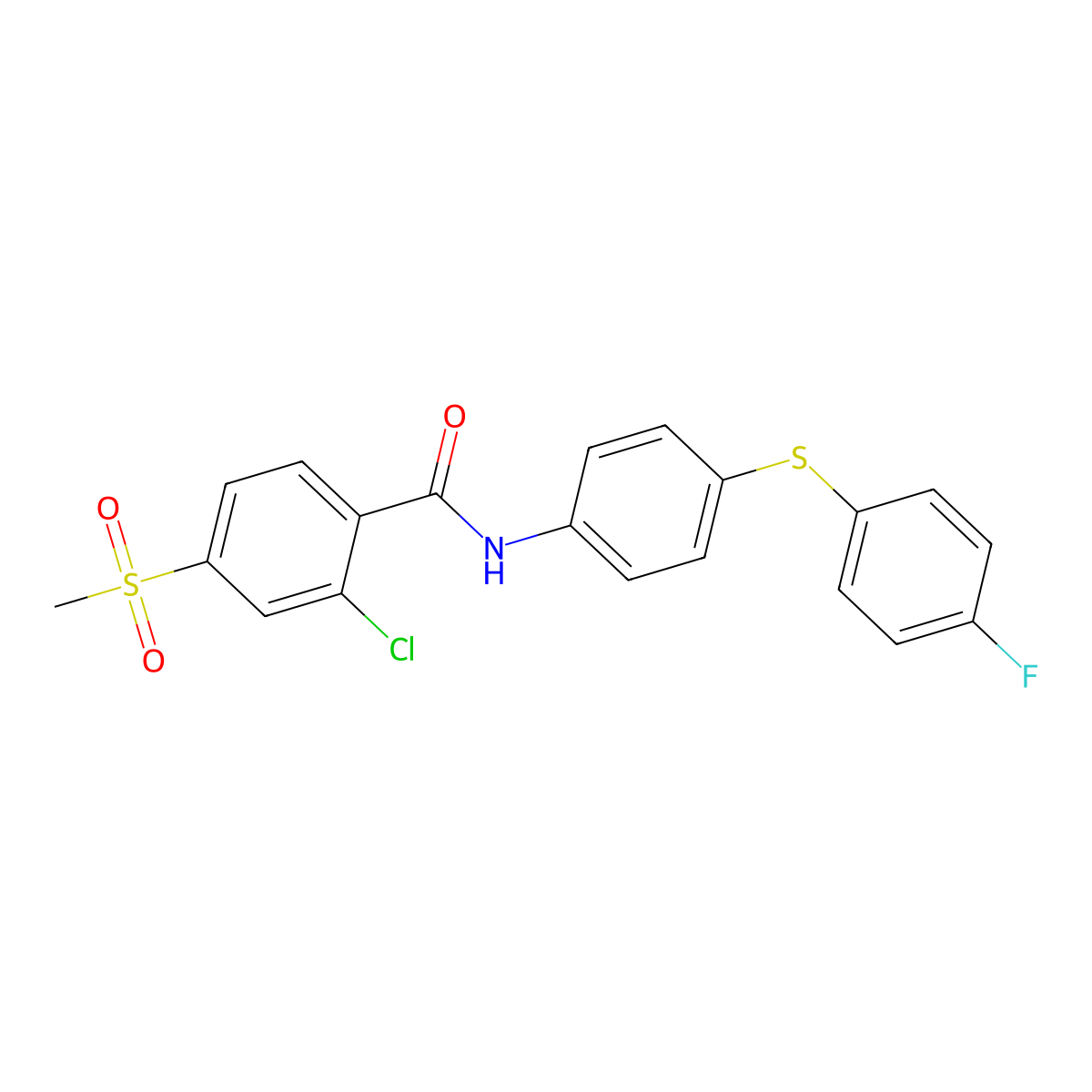 2-chloro-N-{4-[(4-fluorophenyl)sulfanyl]phenyl}-4-(methylsulfonyl)benzenecarboxamide molecular structure, CAS 339011-57-3