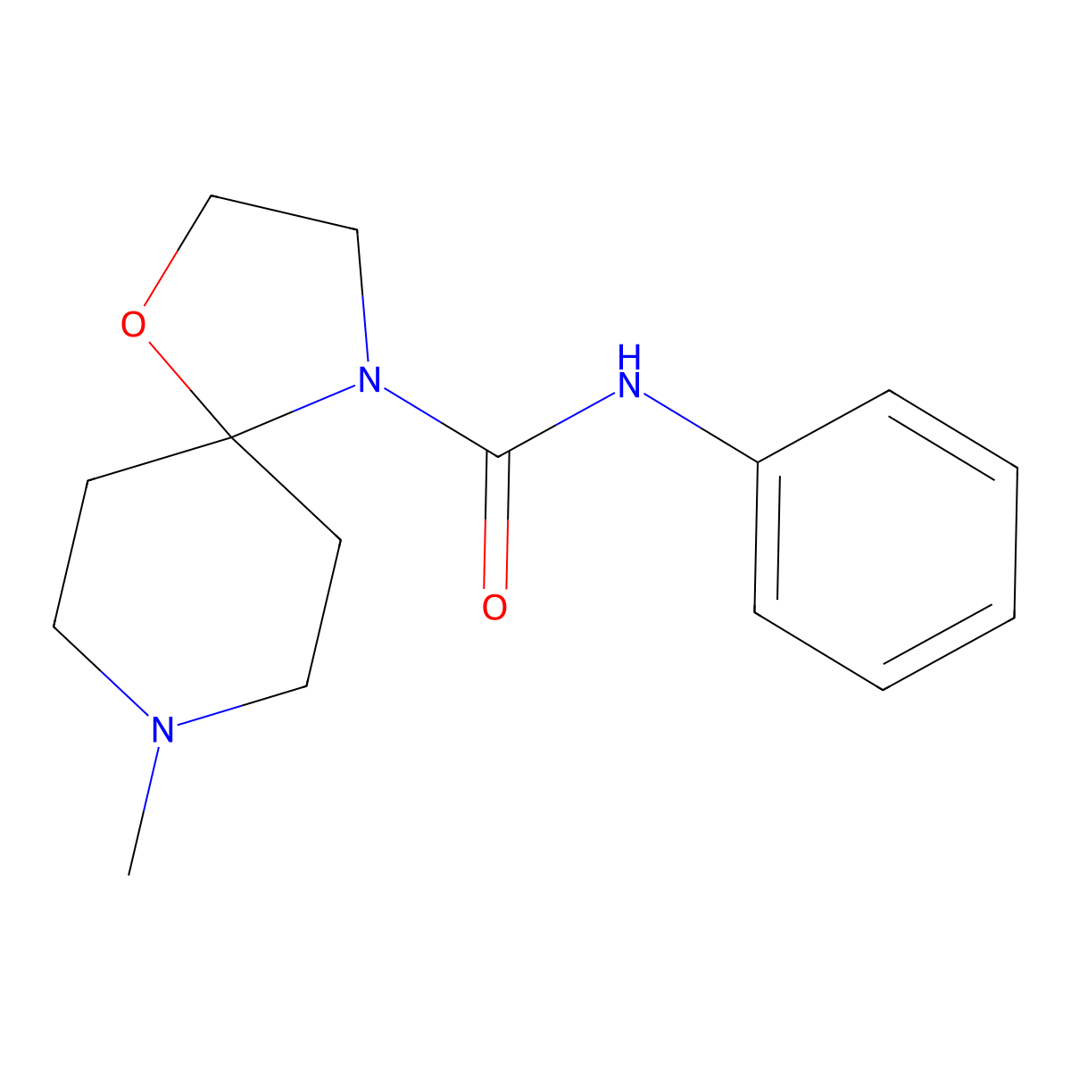 8-methyl-N-phenyl-1-oxa-4,8-diazaspiro[4.5]decane-4-carboxamide molecular structure, CAS 339011-64-2