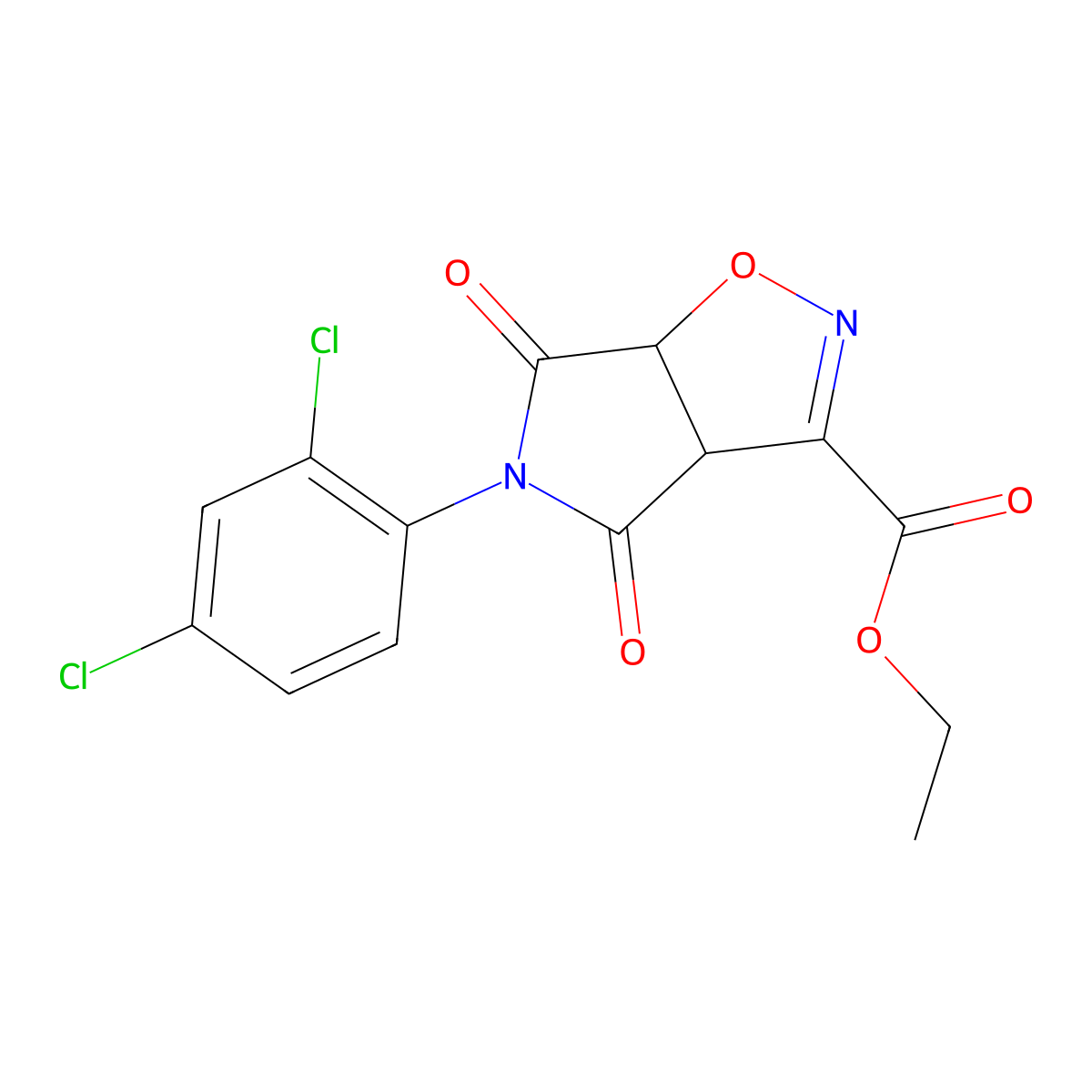 ethyl 5-(2,4-dichlorophenyl)-4,6-dioxo-4,5,6,6a-tetrahydro-3aH-pyrrolo[3,4-d]isoxazole-3-carboxylate molecular structure, CAS 339011-65-3