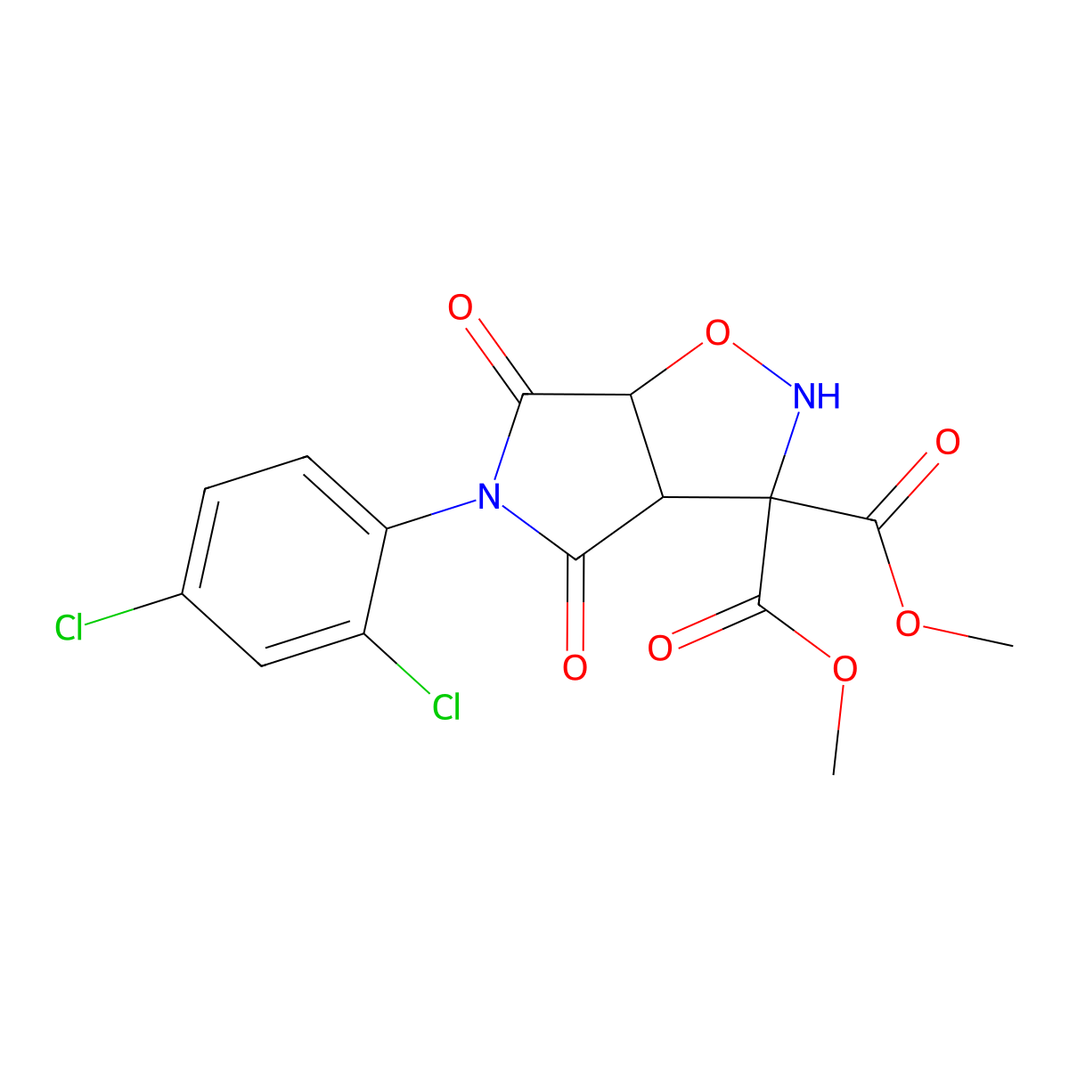 5-(2,4-dichlorophenyl)-4,6-dioxo-3a,6a-dihydro-2H-pyrrolo[3,4-d]isoxazole-3,3-dicarboxylic acid dimethyl ester molecular structure, CAS 339011-66-4