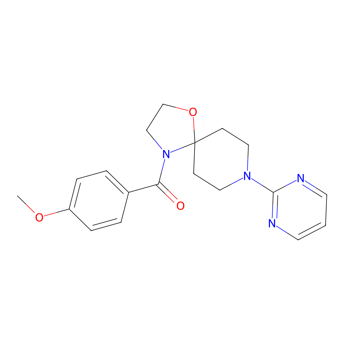 (4-Methoxyphenyl)[8-(2-pyrimidinyl)-1-oxa-4,8-diazaspiro[4.5]dec-4-yl]methanone molecular structure, CAS 339011-72-2