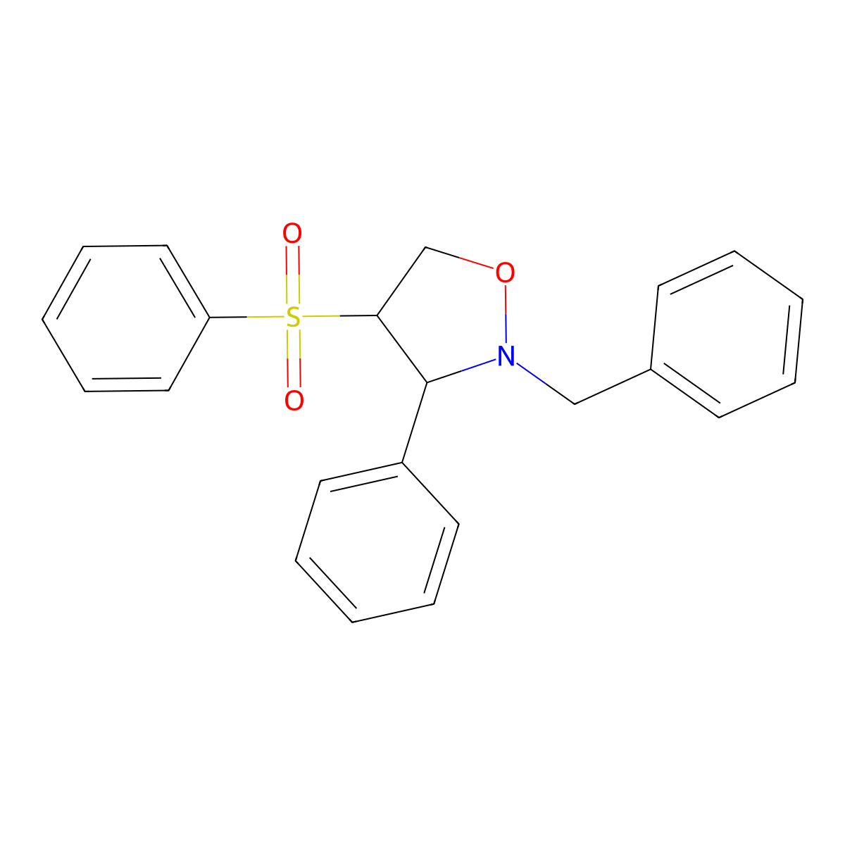 2-Benzyl-3-phenyl-4-(phenylsulfonyl)tetrahydroisoxazole molecular structure, CAS 339011-77-7