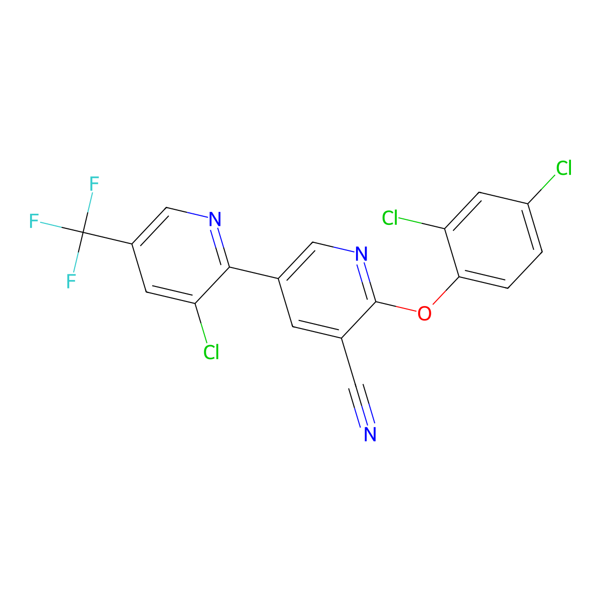 5-[3-Chloro-5-(trifluoromethyl)pyridin-2-yl]-2-(2,4-dichlorophenoxy)pyridine-3-carbonitrile molecular structure, CAS 339011-79-9