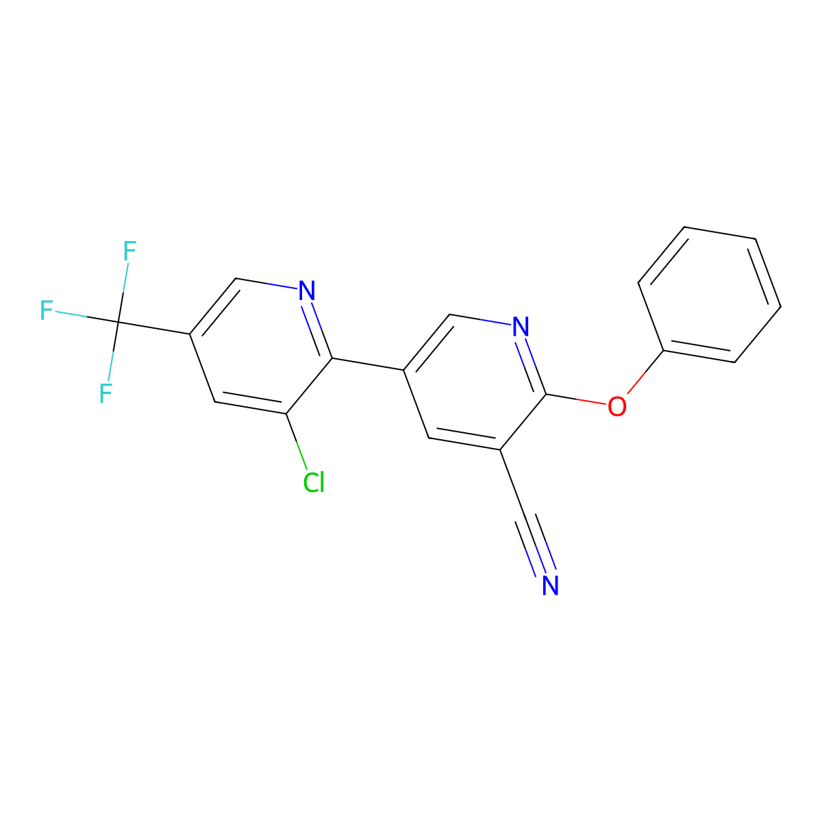 2-Phenoxy-5-(3-chloro-5-trifluoromethyl-2-pyridyl)-3-cyanopyridine molecular structure, CAS 339011-81-3