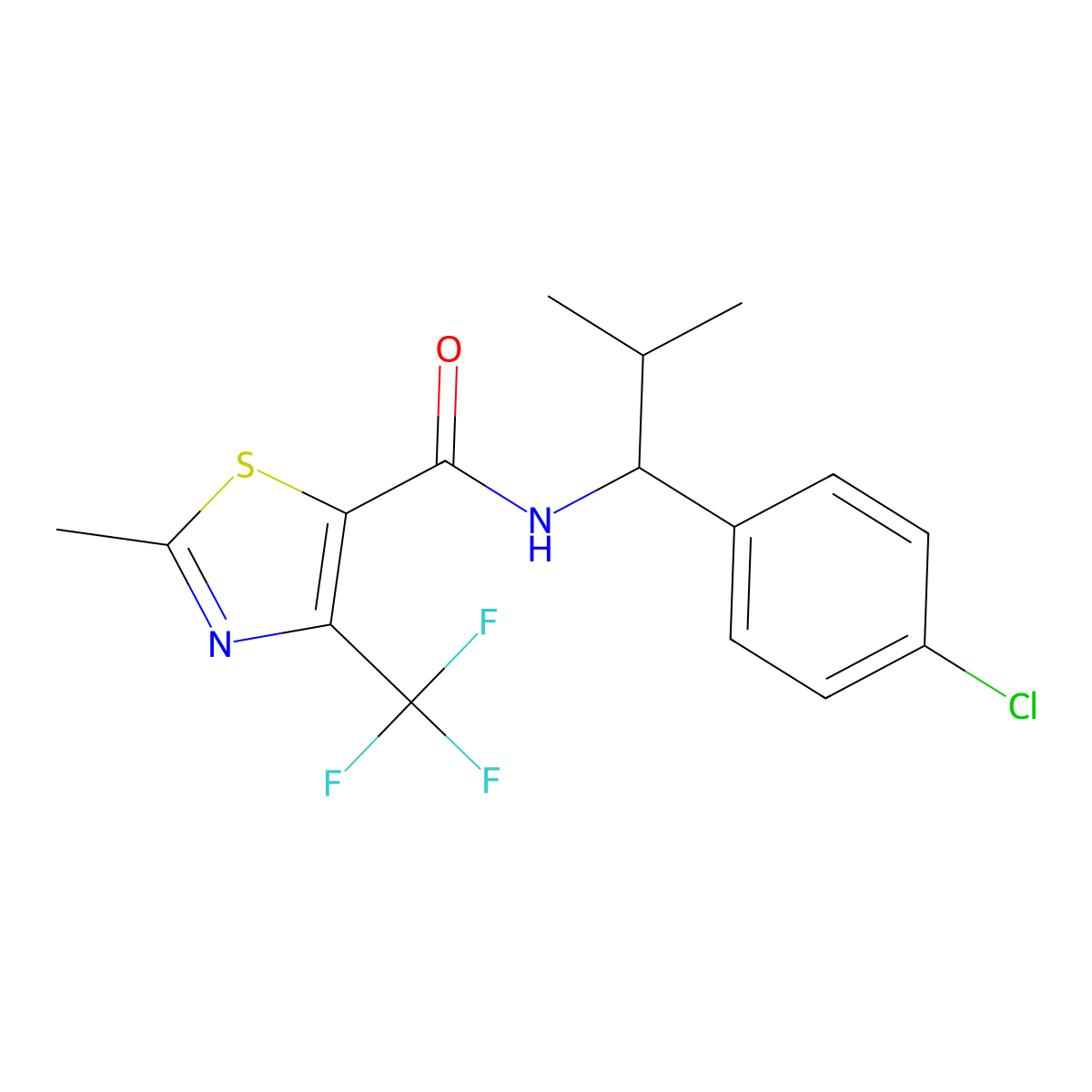 N-[1-(4-chlorophenyl)-2-methylpropyl]-2-methyl-4-(trifluoromethyl)-1,3-thiazole-5-carboxamide molecular structure, CAS 339011-83-5