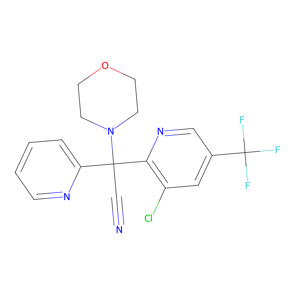 2-[3-Chloro-5-(trifluoromethyl)-2-pyridinyl]-2-morpholino-2-(2-pyridinyl)acetonitrile molecular structure, CAS 339011-88-0
