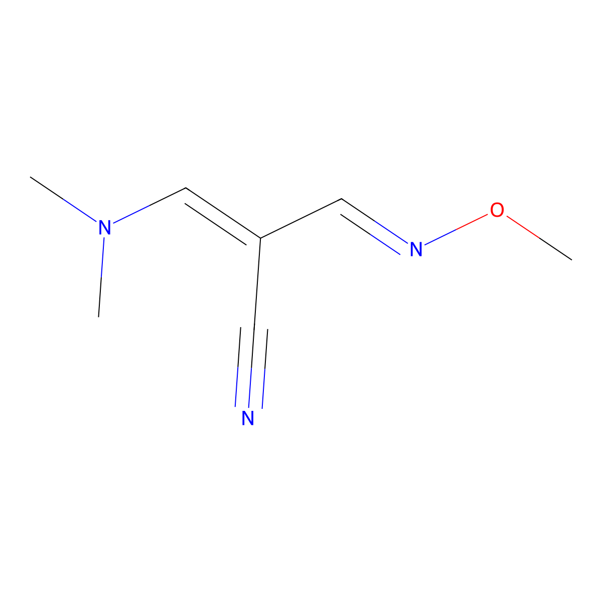 3-(Dimethylamino)-2-[(methoxyimino)methyl]prop-2-enenitrile molecular structure, CAS 339011-94-8