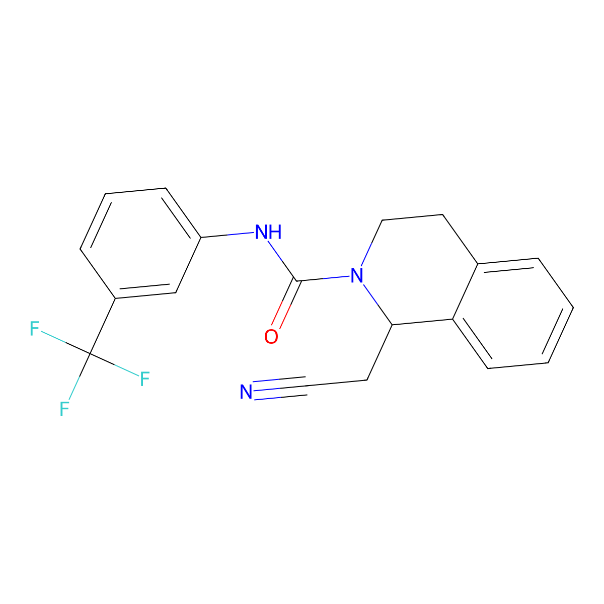 1-(Cyanomethyl)-N-(3-(trifluoromethyl)phenyl)-3,4-dihydro-2(1H)-isoquinolinecarboxamide molecular structure, CAS 339011-95-9
