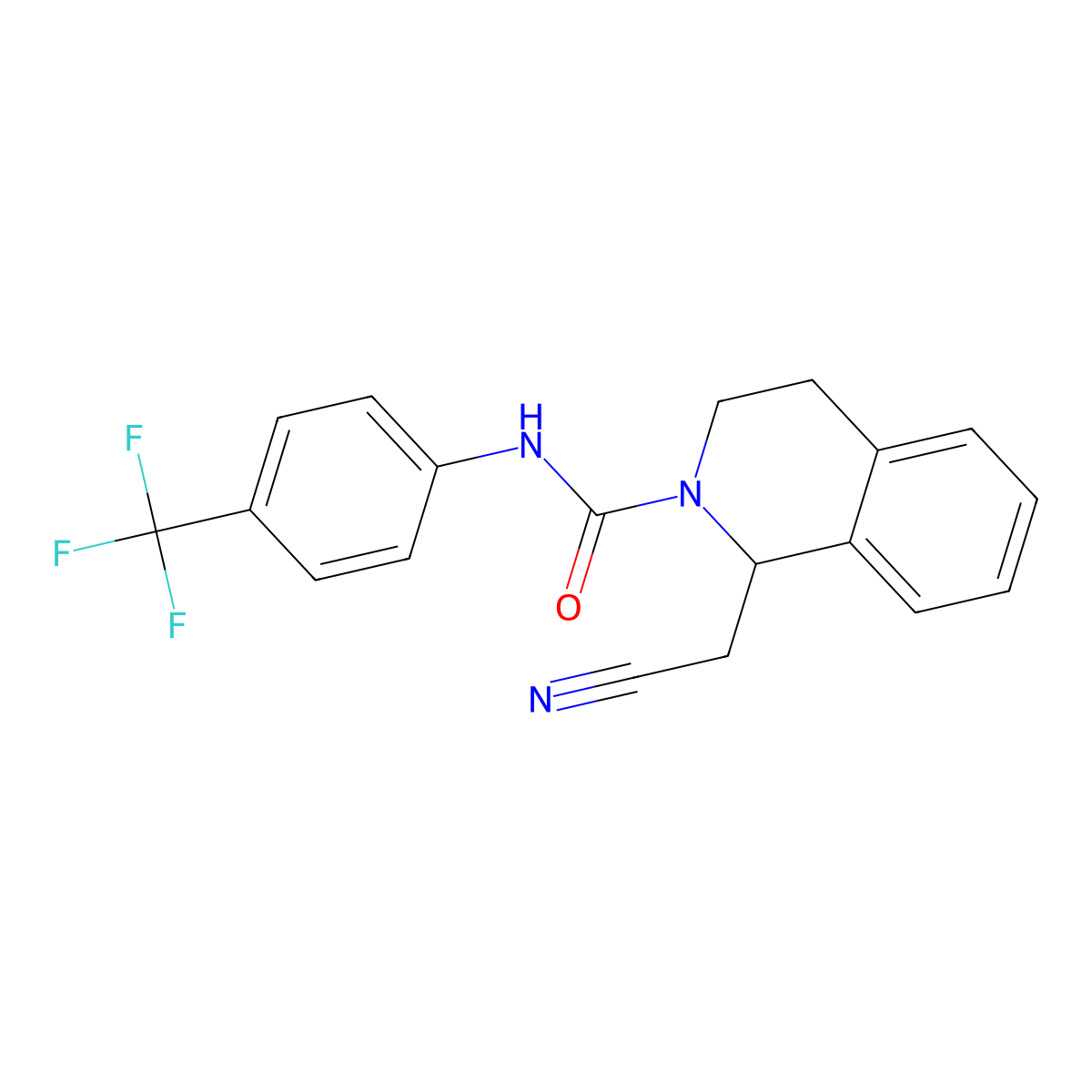 1-(Cyanomethyl)-N-(4-(trifluoromethyl)phenyl)-3,4-dihydro-2(1H)-isoquinolinecarboxamide molecular structure, CAS 339011-97-1