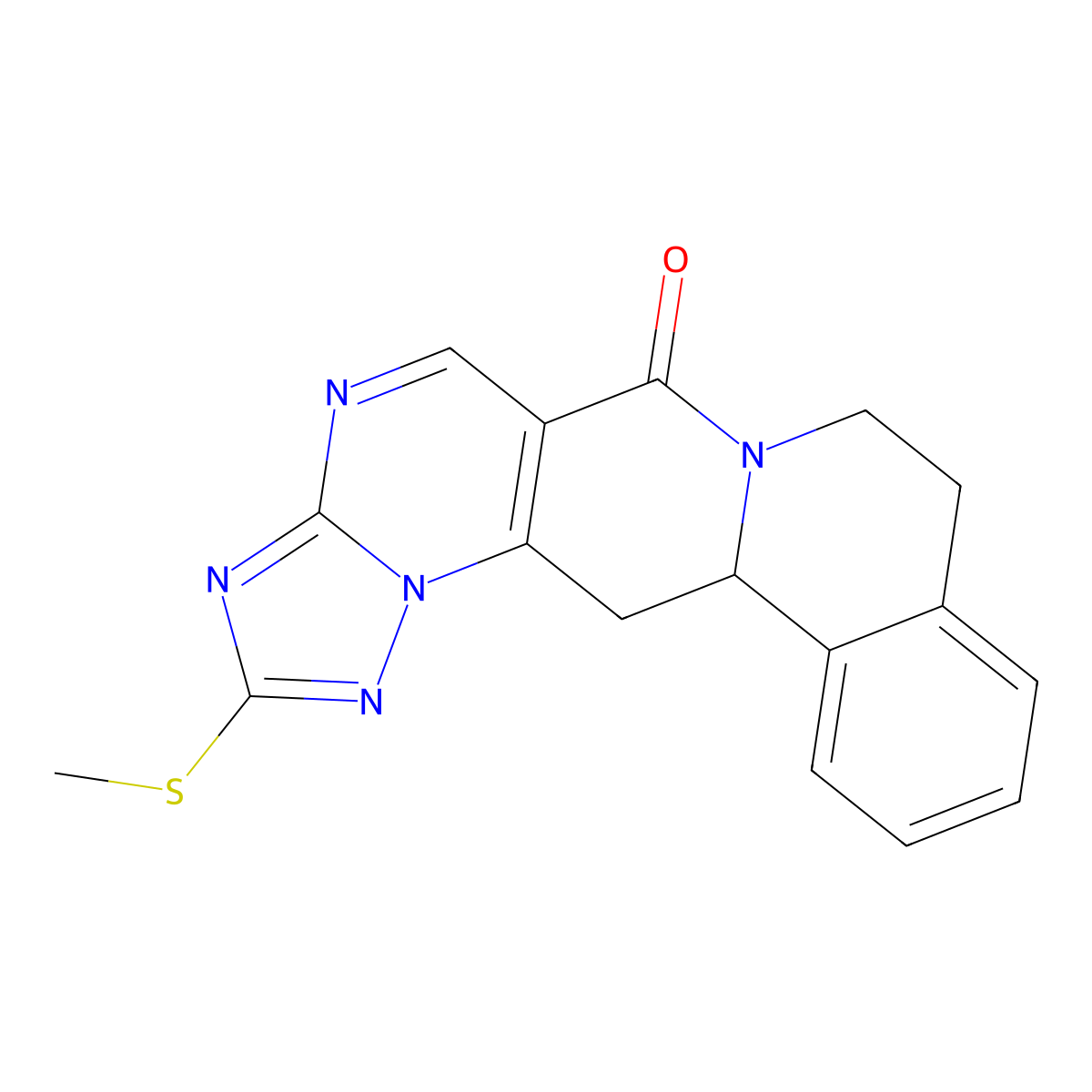 2-(methylsulfanyl)-8,9,13b,14-tetrahydro-6H-[1,2,4]triazolo[5'',1'':2',3']pyrimido[4',5':4,5]pyrido[2,1-a]isoquinolin-6-one molecular structure, CAS 339012-07-6