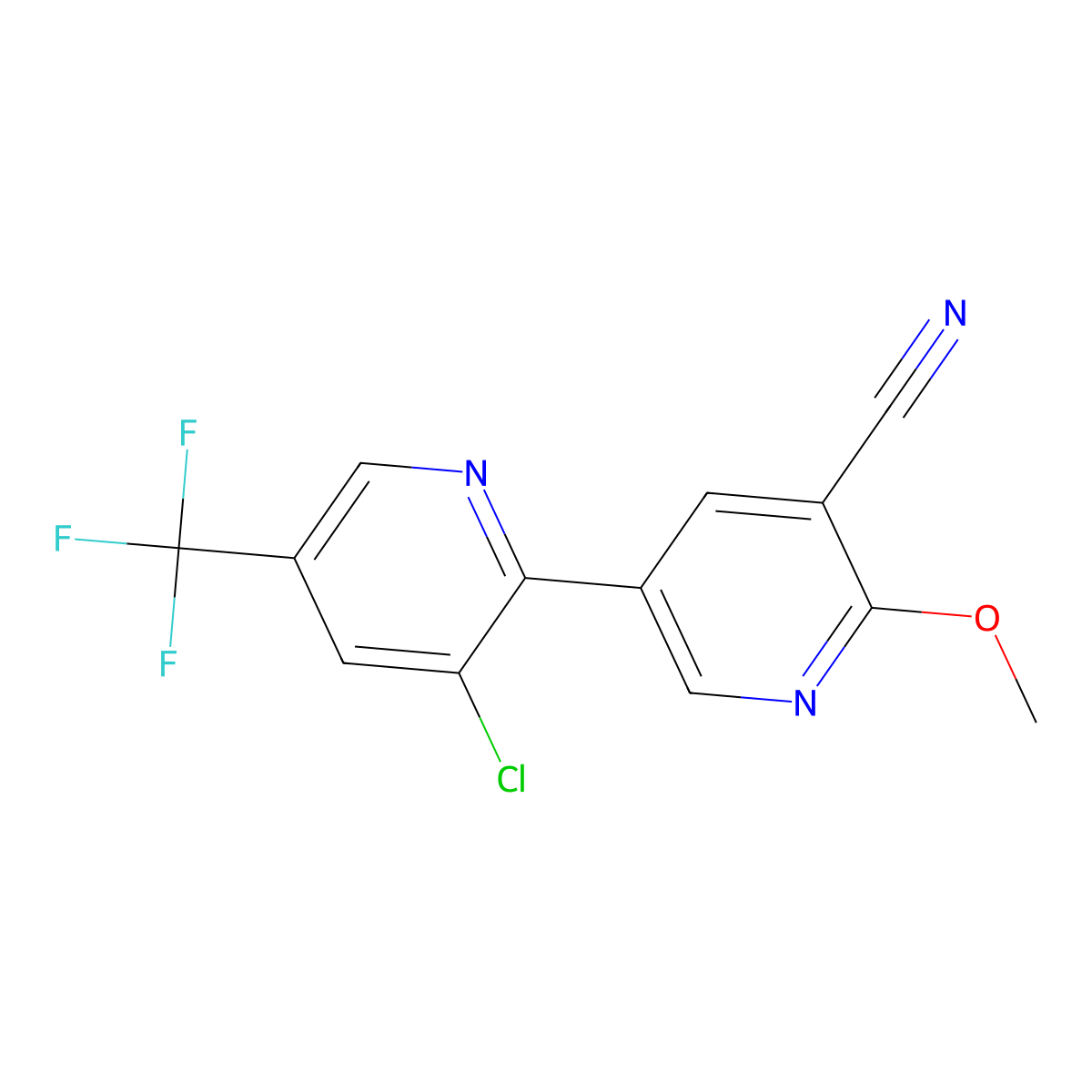 2-Methoxy-3-Cyano-5-(3-chloro-5-trifluoromethyl-2-pyridyl)pyridine molecular structure, CAS 339012-08-7