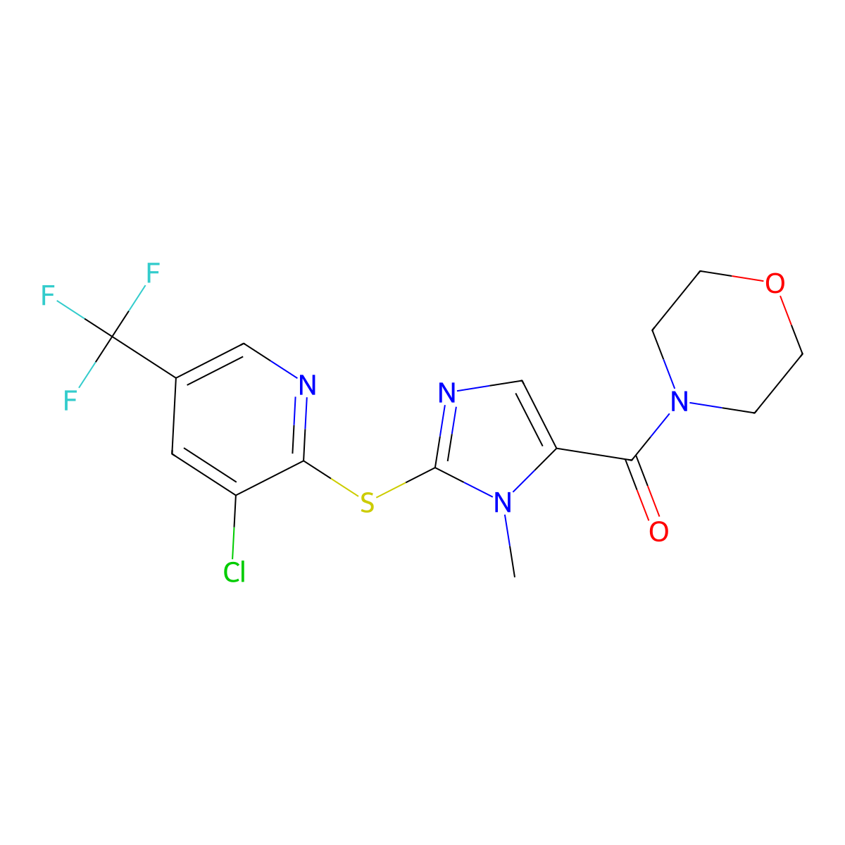 (2-((3-Chloro-5-(trifluoromethyl)-2-pyridinyl)sulfanyl)-1-methyl-1H-imidazol-5-yl)(morpholino)methanone molecular structure, CAS 339012-15-6