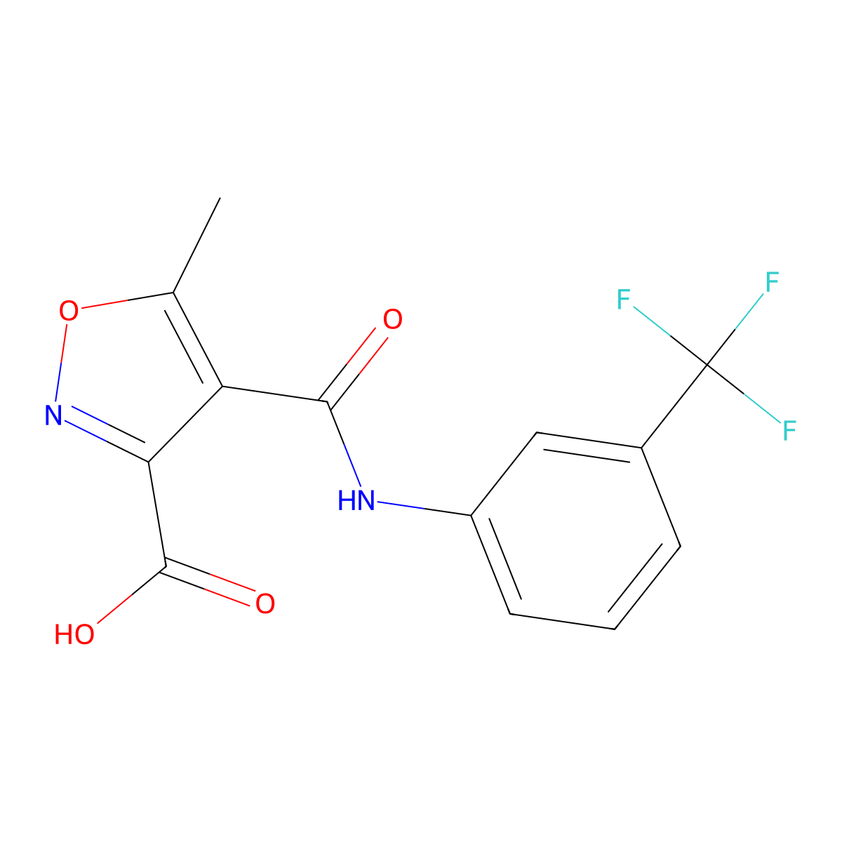 5-Methyl-4-{[3-(trifluoromethyl)anilino]carbonyl}-3-isoxazolecarboxylic acid molecular structure, CAS 339012-83-8