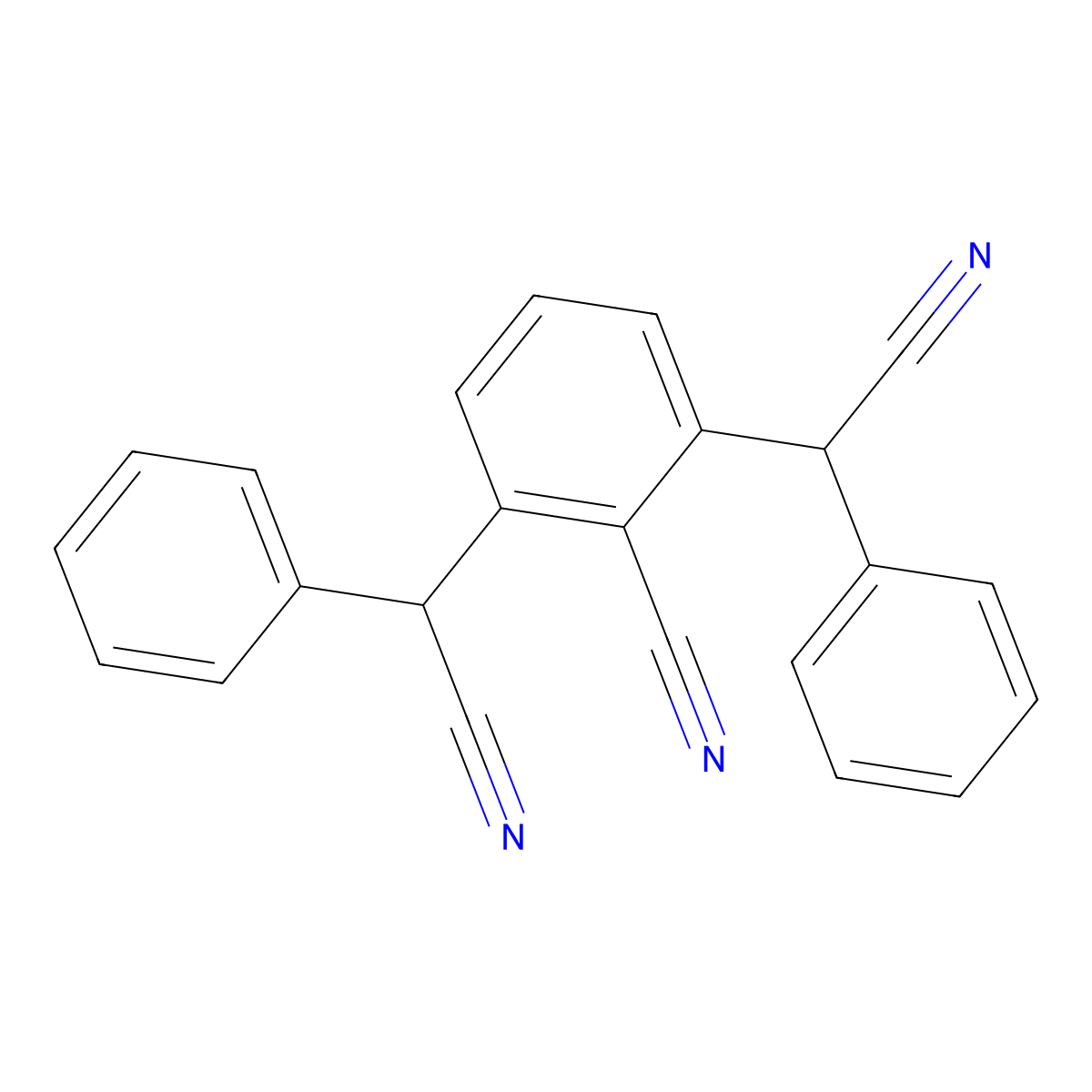2,6-Bis[cyano(phenyl)methyl]benzenecarbonitrile molecular structure, CAS 339012-88-3