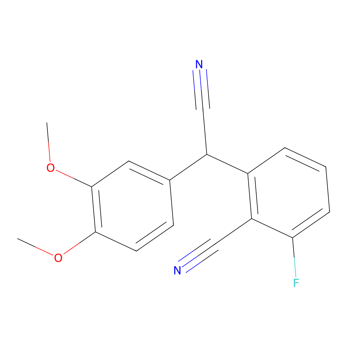 2-[Cyano(3,4-dimethoxyphenyl)methyl]-6-fluorobenzenecarbonitrile molecular structure, CAS 339012-94-1