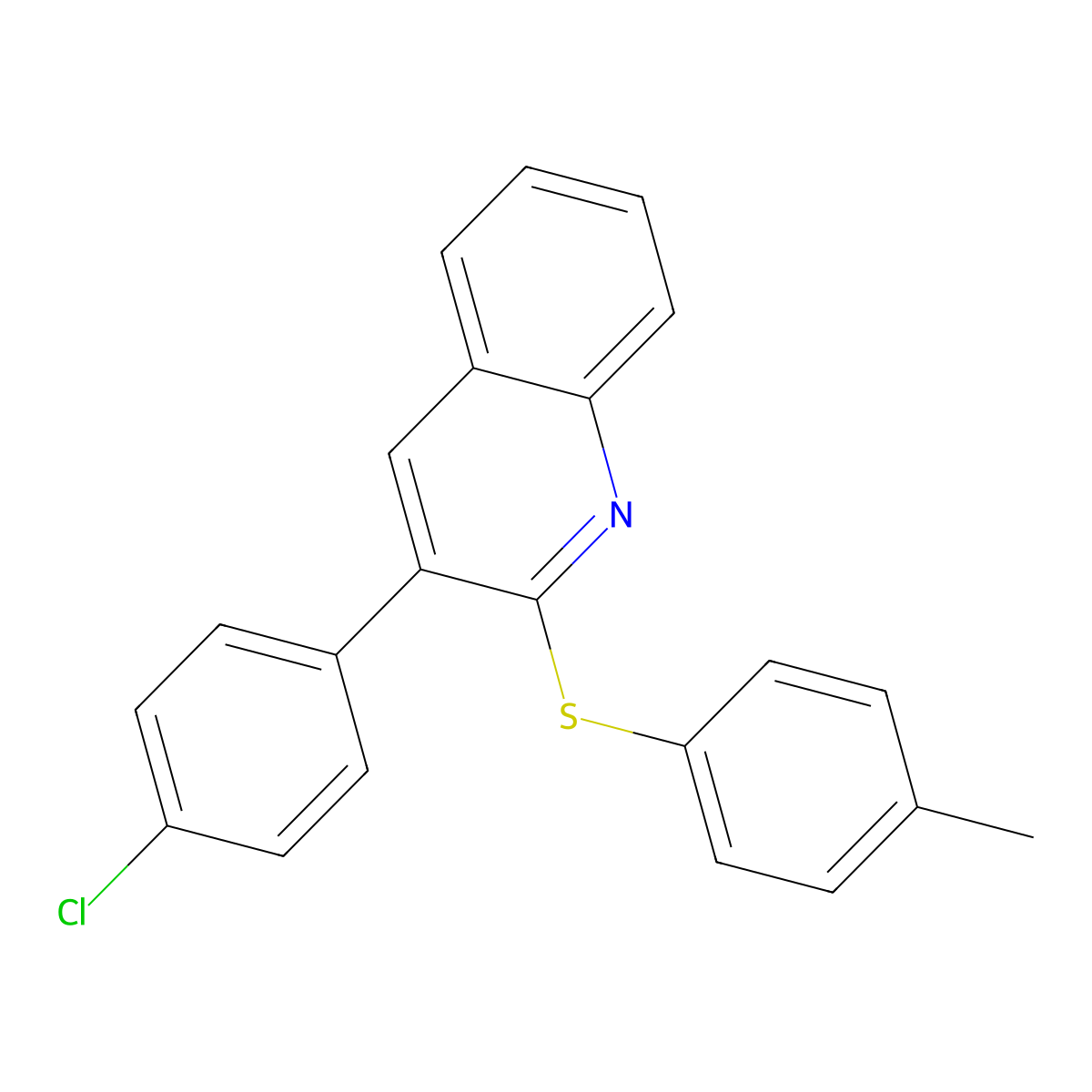 3-(4-Chlorophenyl)-2-[(4-methylphenyl)sulfanyl]quinoline molecular structure, CAS 339013-14-8