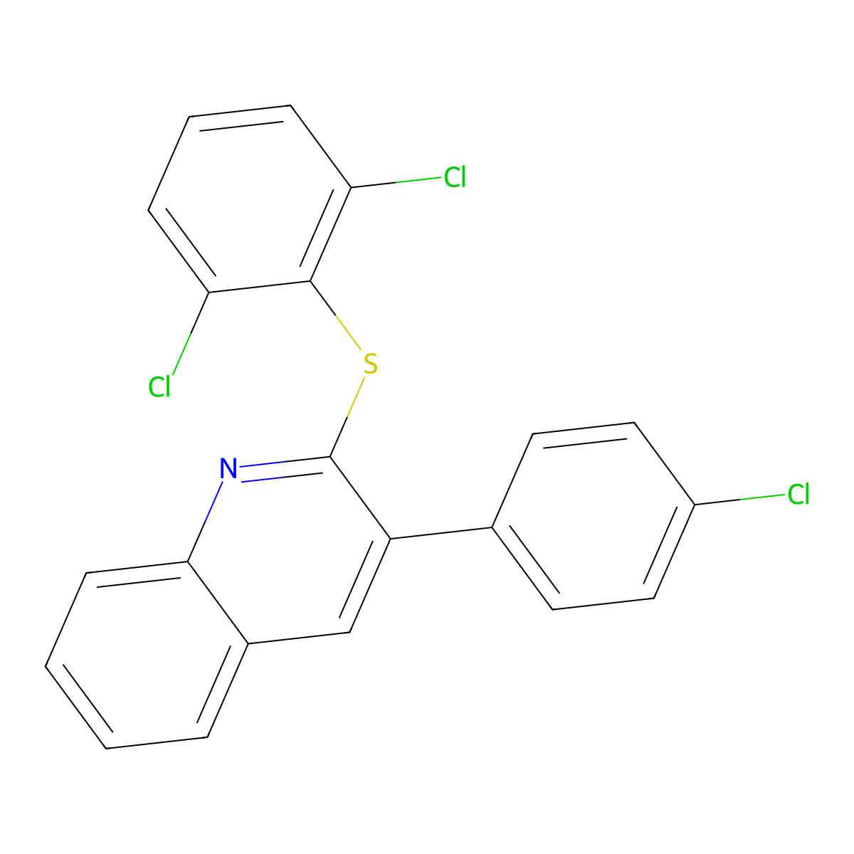 3-(4-Chlorophenyl)-2-[(2,6-dichlorophenyl)sulfanyl]quinoline molecular structure, CAS 339013-18-2