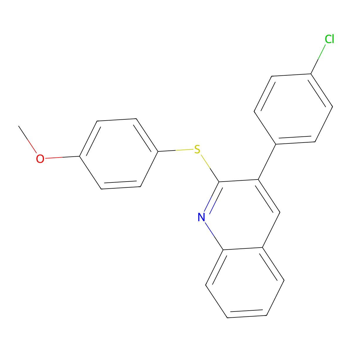 3-(4-Chlorophenyl)-2-[(4-methoxyphenyl)sulfanyl]quinoline molecular structure, CAS 339013-19-3