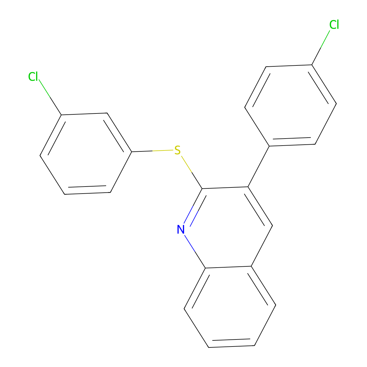 3-(4-Chlorophenyl)-2-[(3-chlorophenyl)sulfanyl]quinoline molecular structure, CAS 339013-20-6