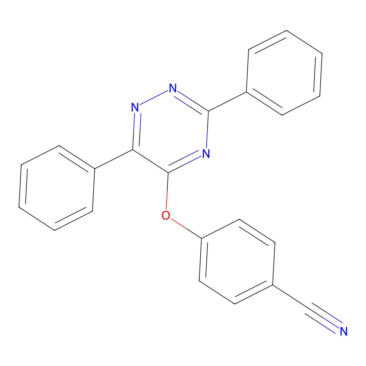 4-[(3,6-Diphenyl-1,2,4-triazin-5-yl)oxy]benzenecarbonitrile molecular structure, CAS 339013-23-9