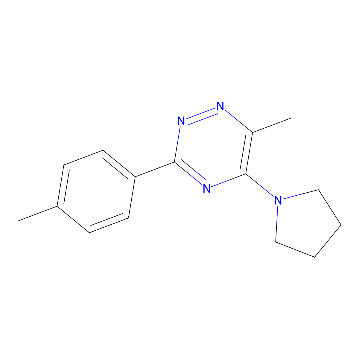 6-Methyl-3-(4-methylphenyl)-5-(1-pyrrolidinyl)-1,2,4-triazine molecular structure, CAS 339013-30-8