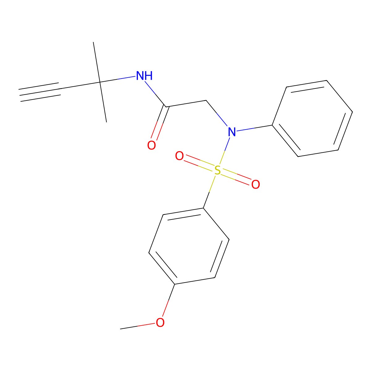 N-(1,1-dimethyl-2-propynyl)-2-{[(4-methoxyphenyl)sulfonyl]anilino}acetamide molecular structure, CAS 339013-35-3