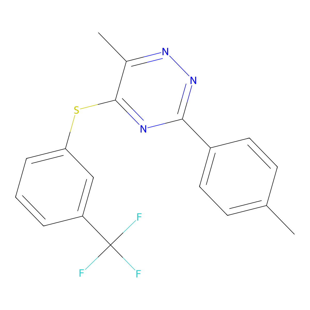 6-Methyl-3-(4-methylphenyl)-1,2,4-triazin-5-yl 3-(trifluoromethyl)phenyl sulfide molecular structure, CAS 339013-39-7