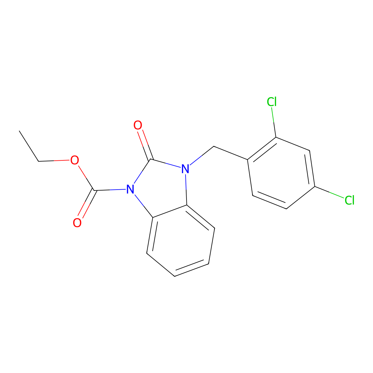 ethyl 3-(2,4-dichlorobenzyl)-2-oxo-2,3-dihydro-1H-1,3-benzimidazole-1-carboxylate molecular structure, CAS 339013-43-3