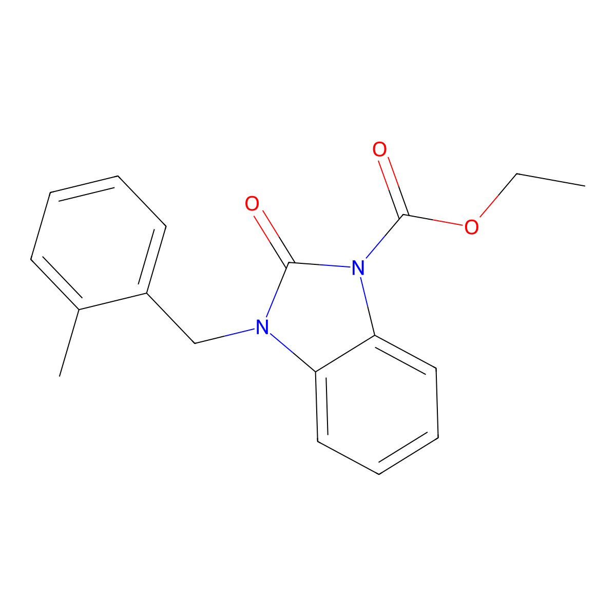 ethyl 3-(2-methylbenzyl)-2-oxo-2,3-dihydro-1H-1,3-benzimidazole-1-carboxylate molecular structure, CAS 339013-45-5