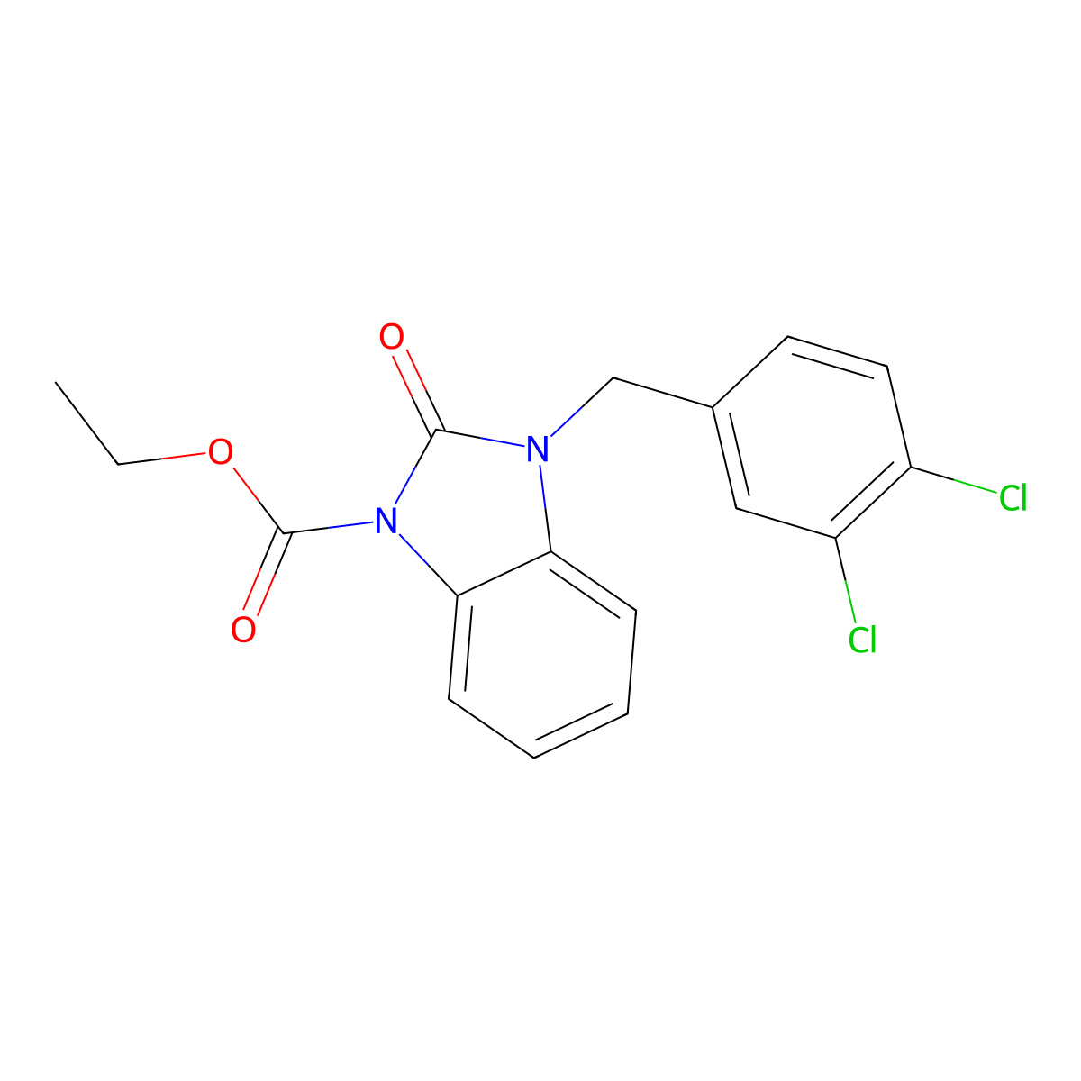 ethyl 3-(3,4-dichlorobenzyl)-2-oxo-2,3-dihydro-1H-1,3-benzimidazole-1-carboxylate molecular structure, CAS 339013-49-9