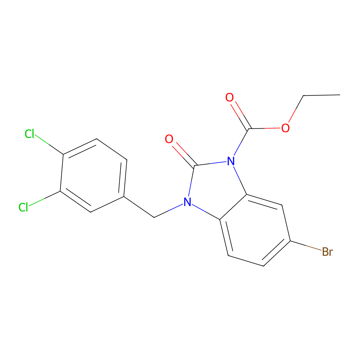 ethyl 6-bromo-3-(3,4-dichlorobenzyl)-2-oxo-2,3-dihydro-1H-1,3-benzimidazole-1-carboxylate molecular structure, CAS 339013-63-7